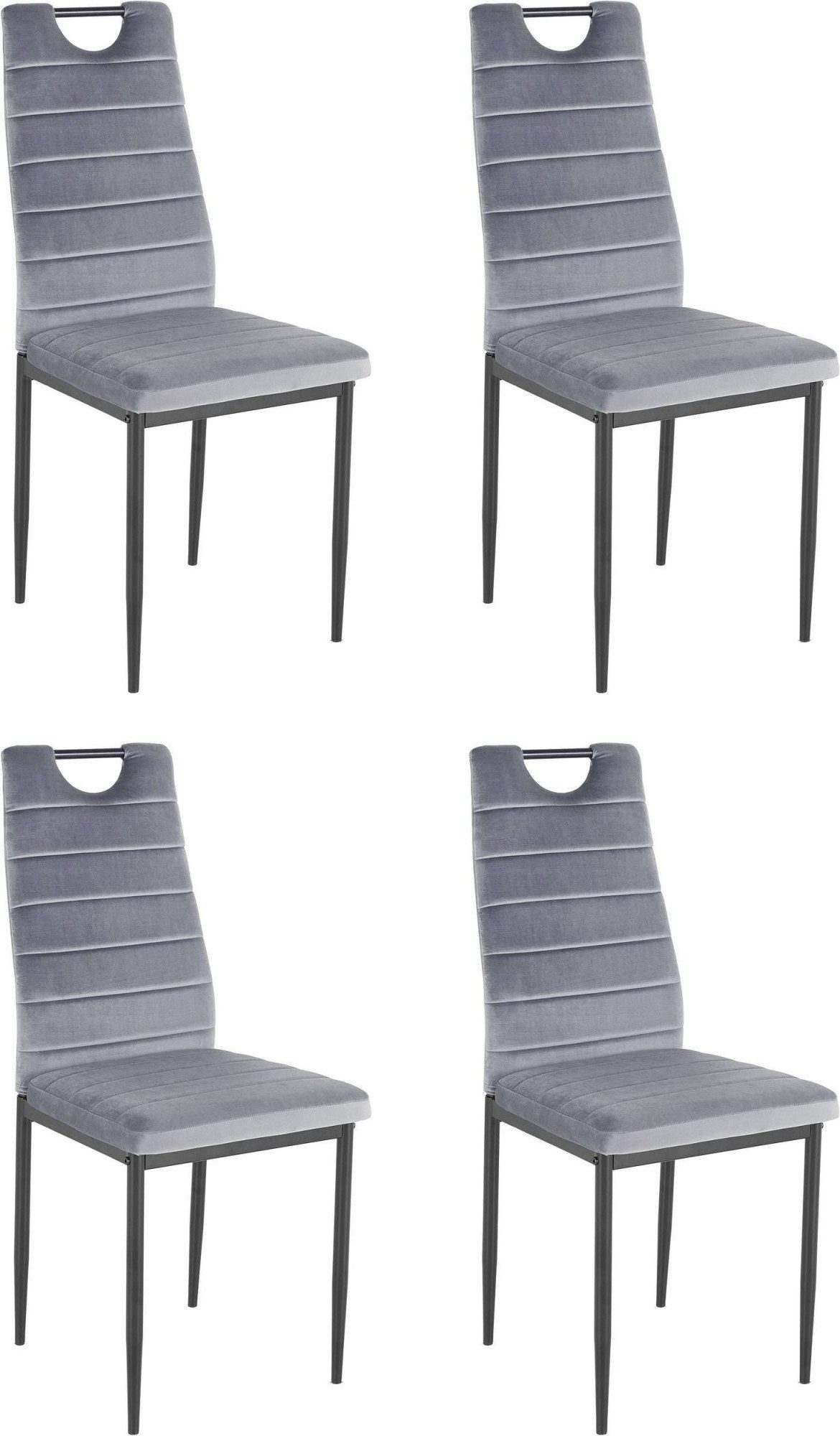 INOSIGN Eethoek Silvi-Mandy Glazen tafel 110x110 cm met 4 stoelen (velours stof), frame van metaal (set, 5-delig)