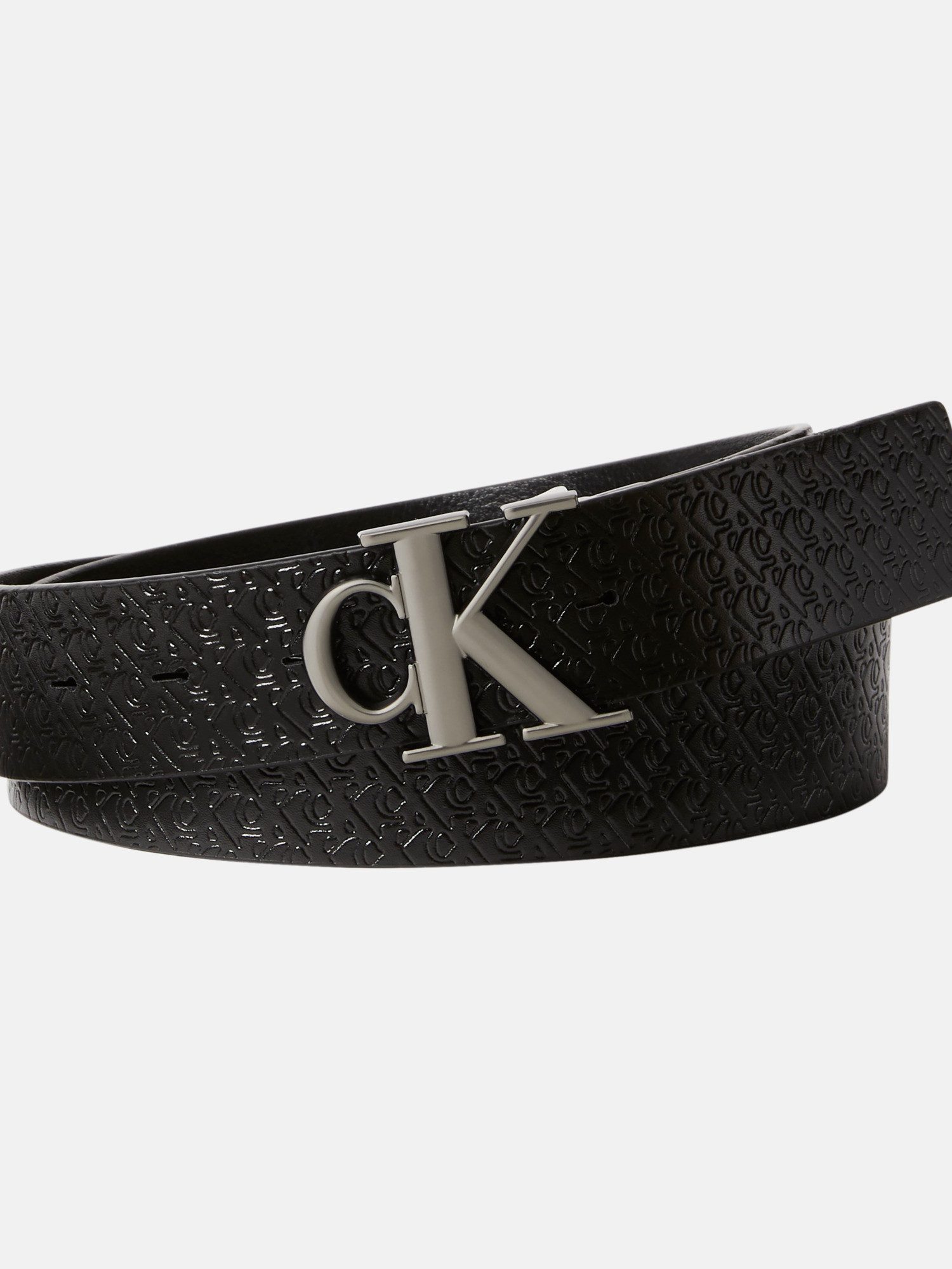 Calvin Klein Leren riem MNGRM PLQ BCKL 35MM