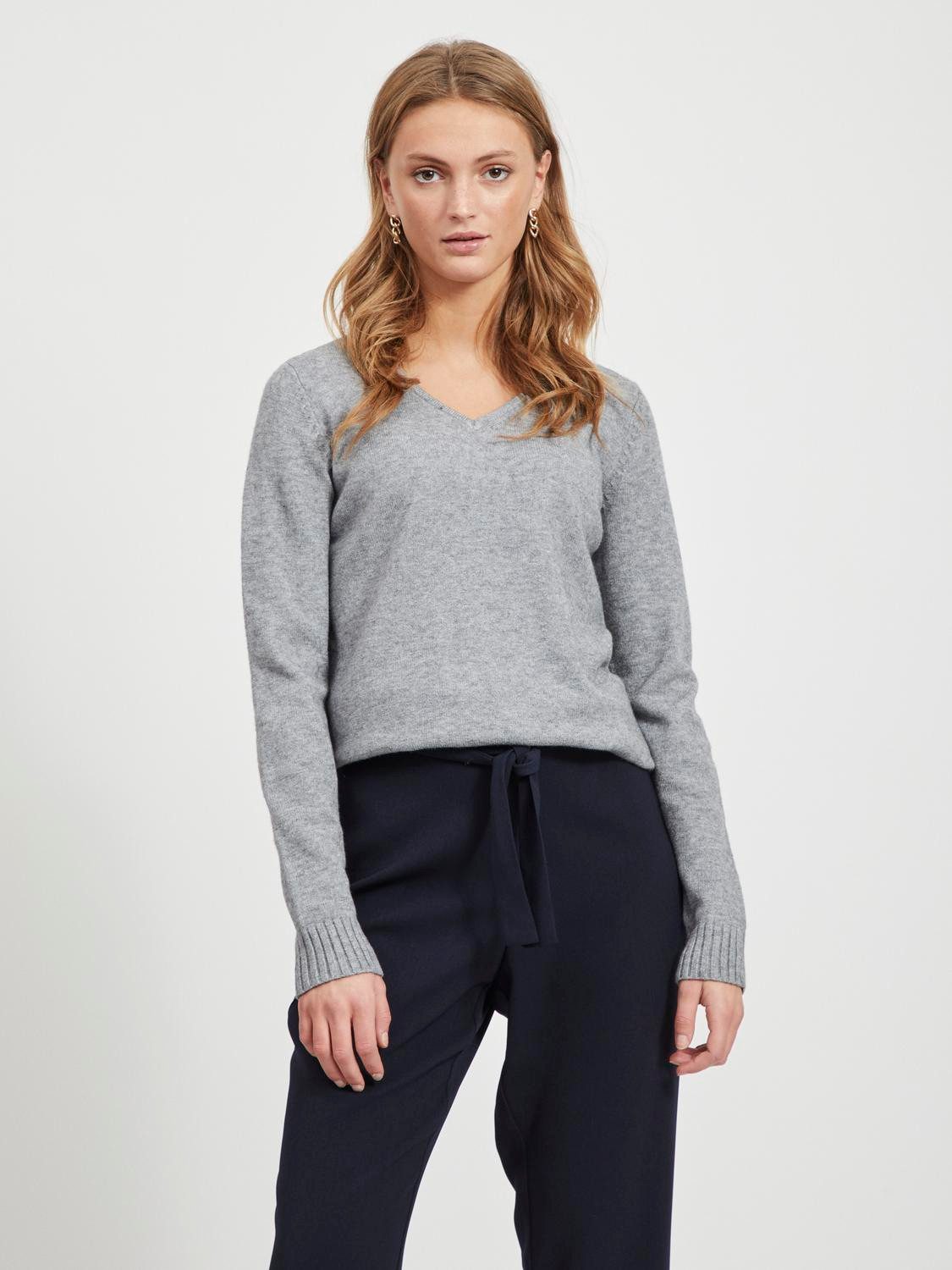 Vila Trui met V-hals VIRIL V-NECK L/S KNIT TOP - NOOS