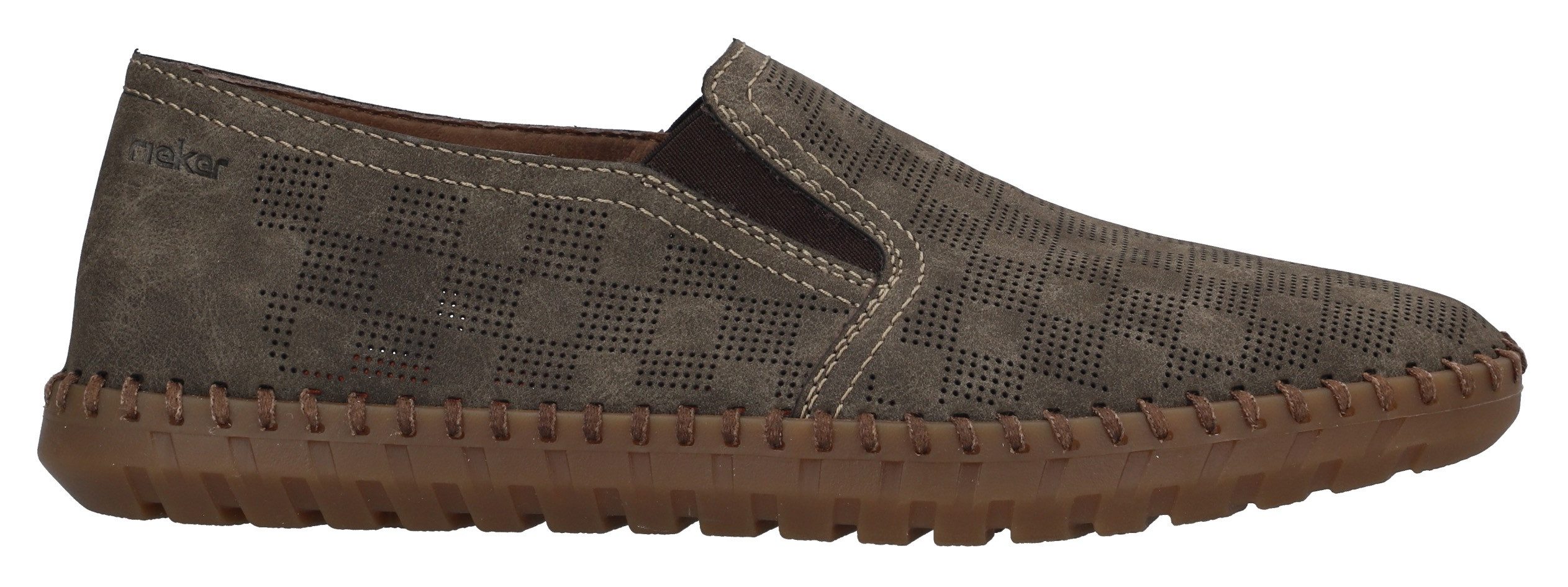 Rieker Instappers , loafer, instapschoen, casual slipper met kleine stretch-inzetten