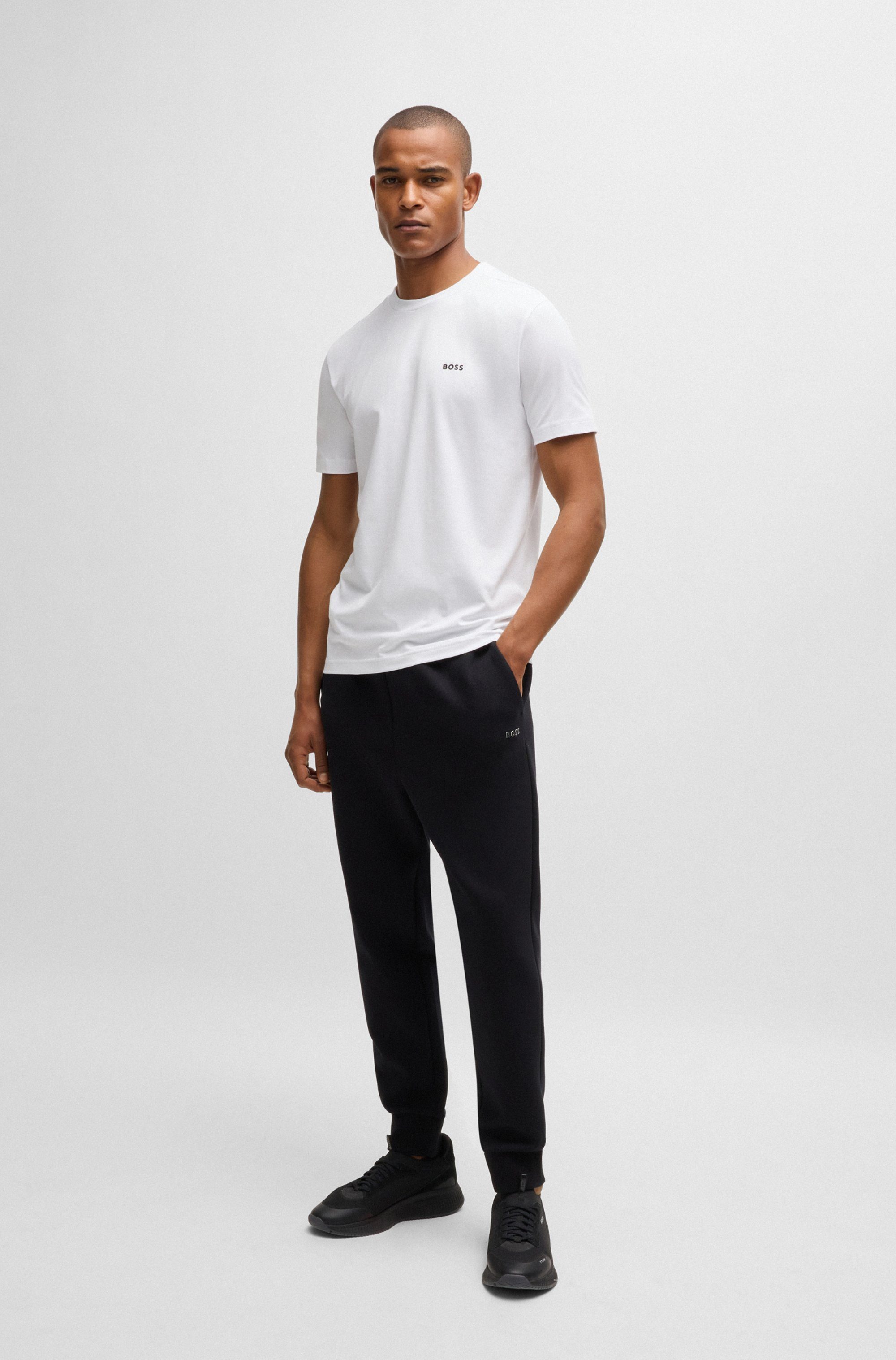 BOSS GREEN Shirt met ronde hals Thee met gegomd contrast-logo