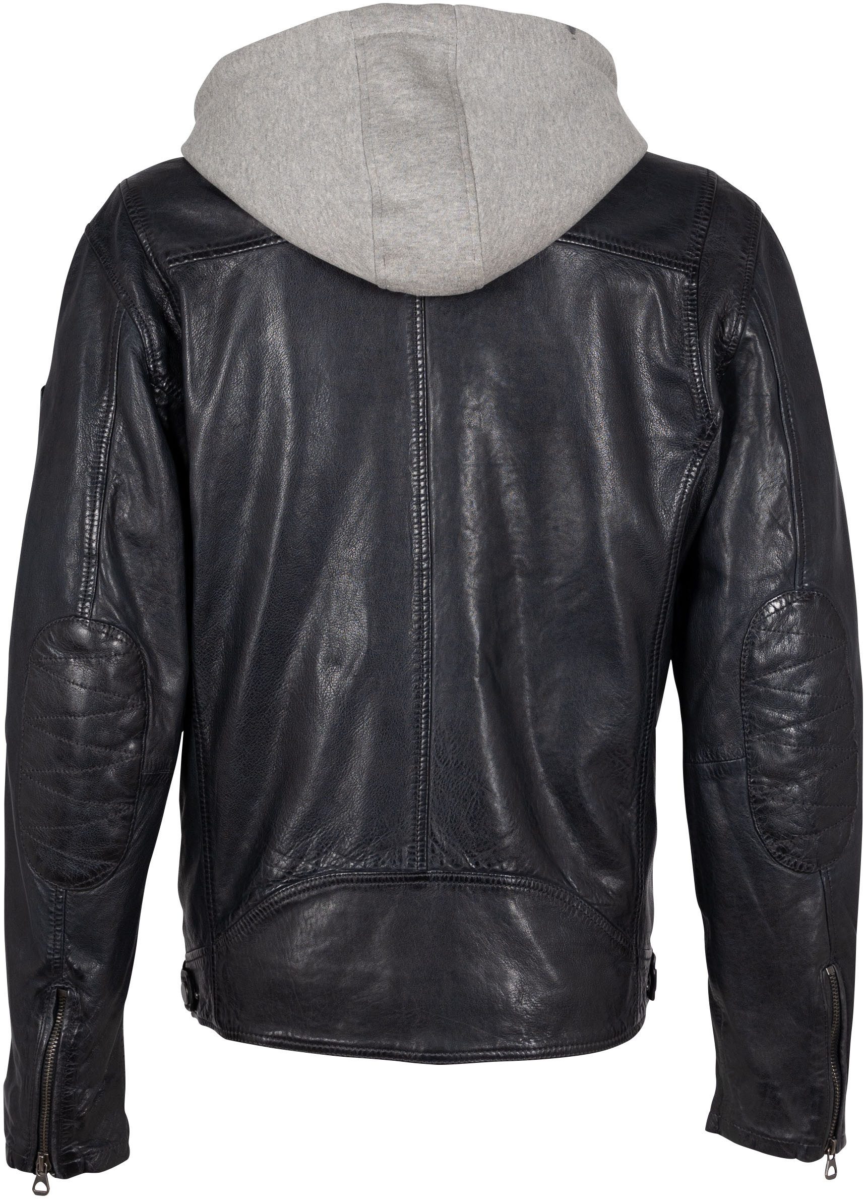 OTTO Mauritius Leren jack GMBraeden CF met contrasterende capuchon inzet ritsen staande kraag