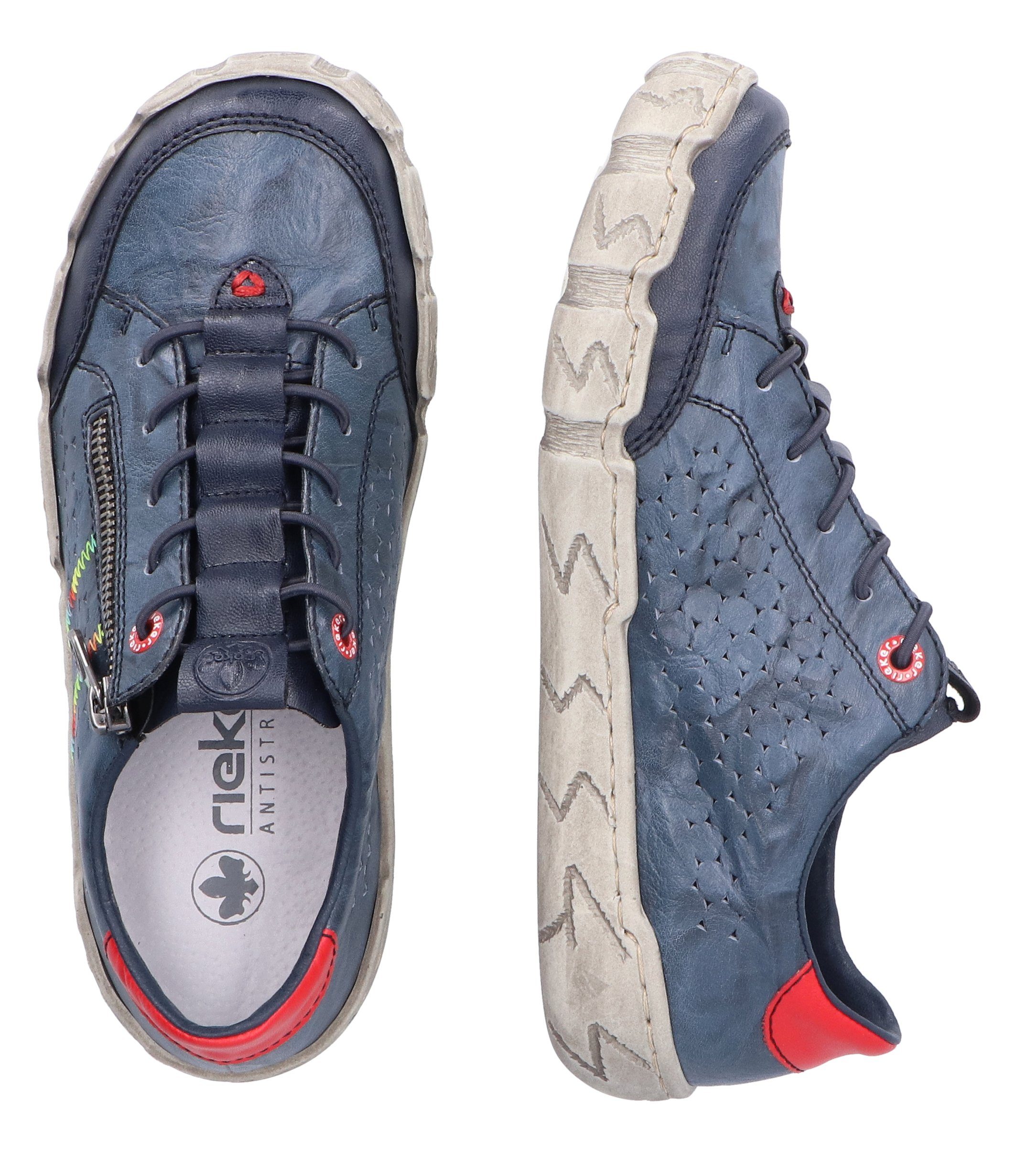 Rieker Sneakers Vrijetijdsschoen, lage schoen, instapschoen, met kleurrijke siersteek