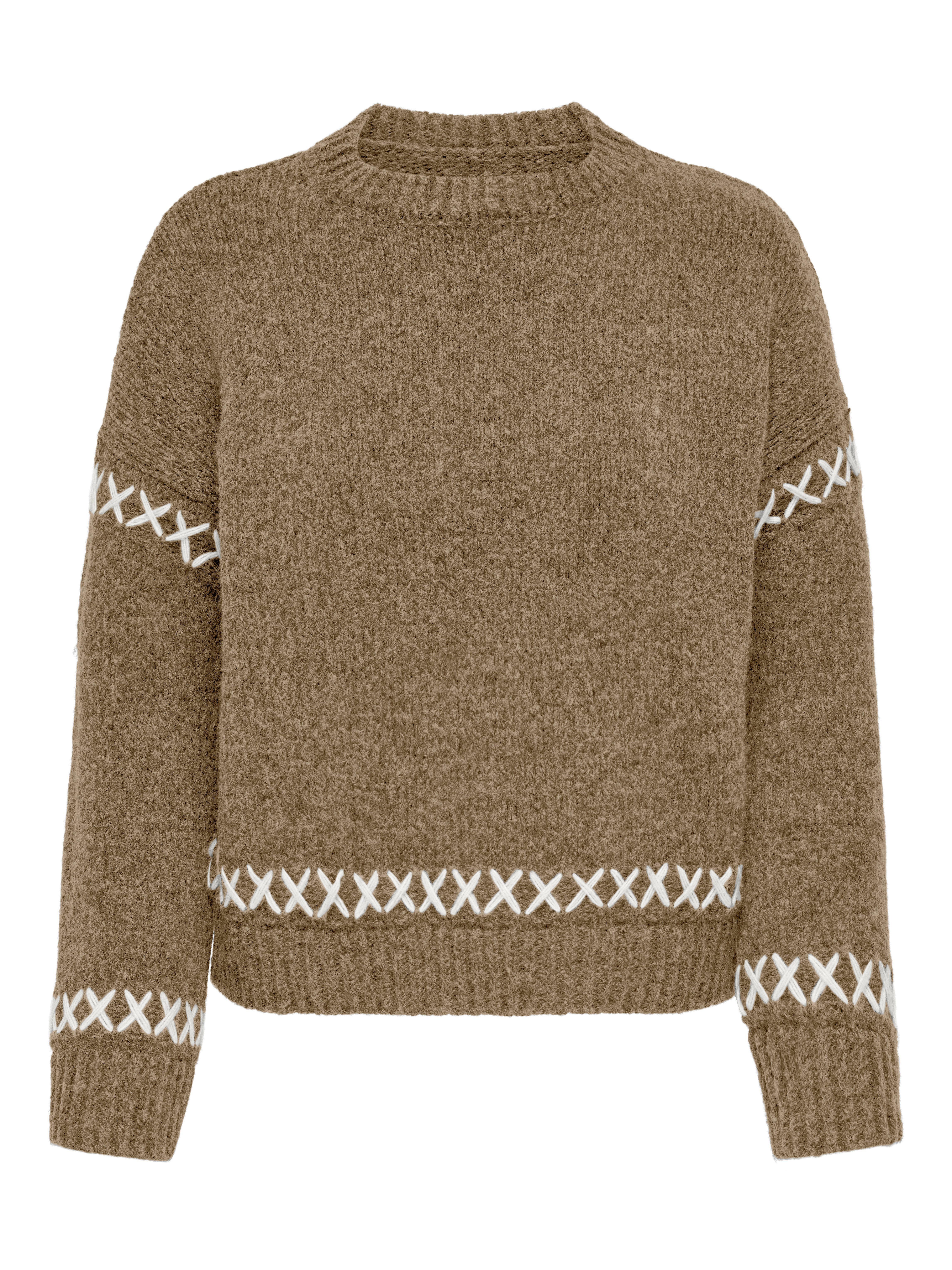 Only Trui met ronde hals ONLAMANDA LIFE LS O-NECK DETAIL CC KNT