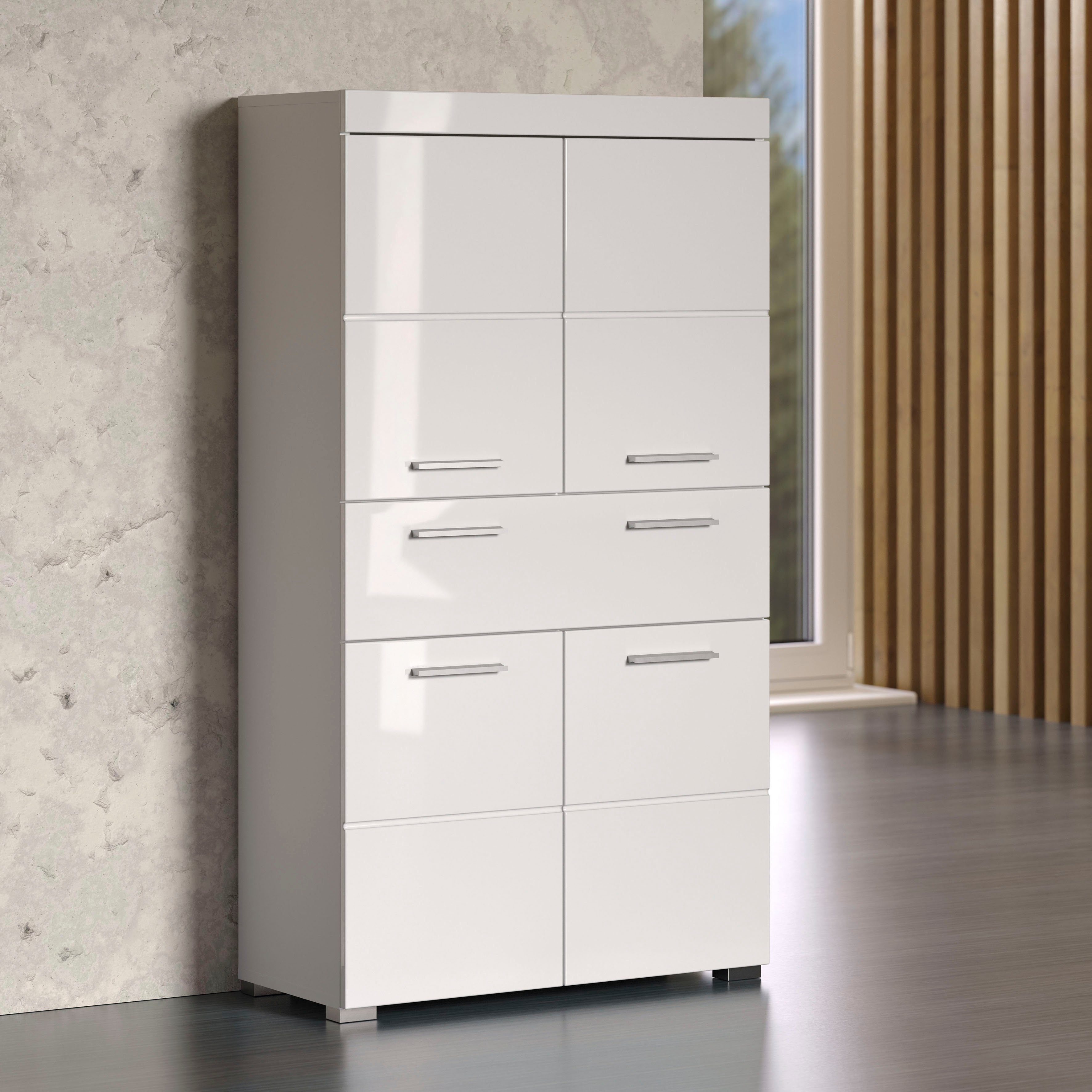 INOSIGN Halfhoge kast Avena Badkamerkast met 1 lade en 4 deuren - afmetingen (B/D/H) 73/31/130 cm