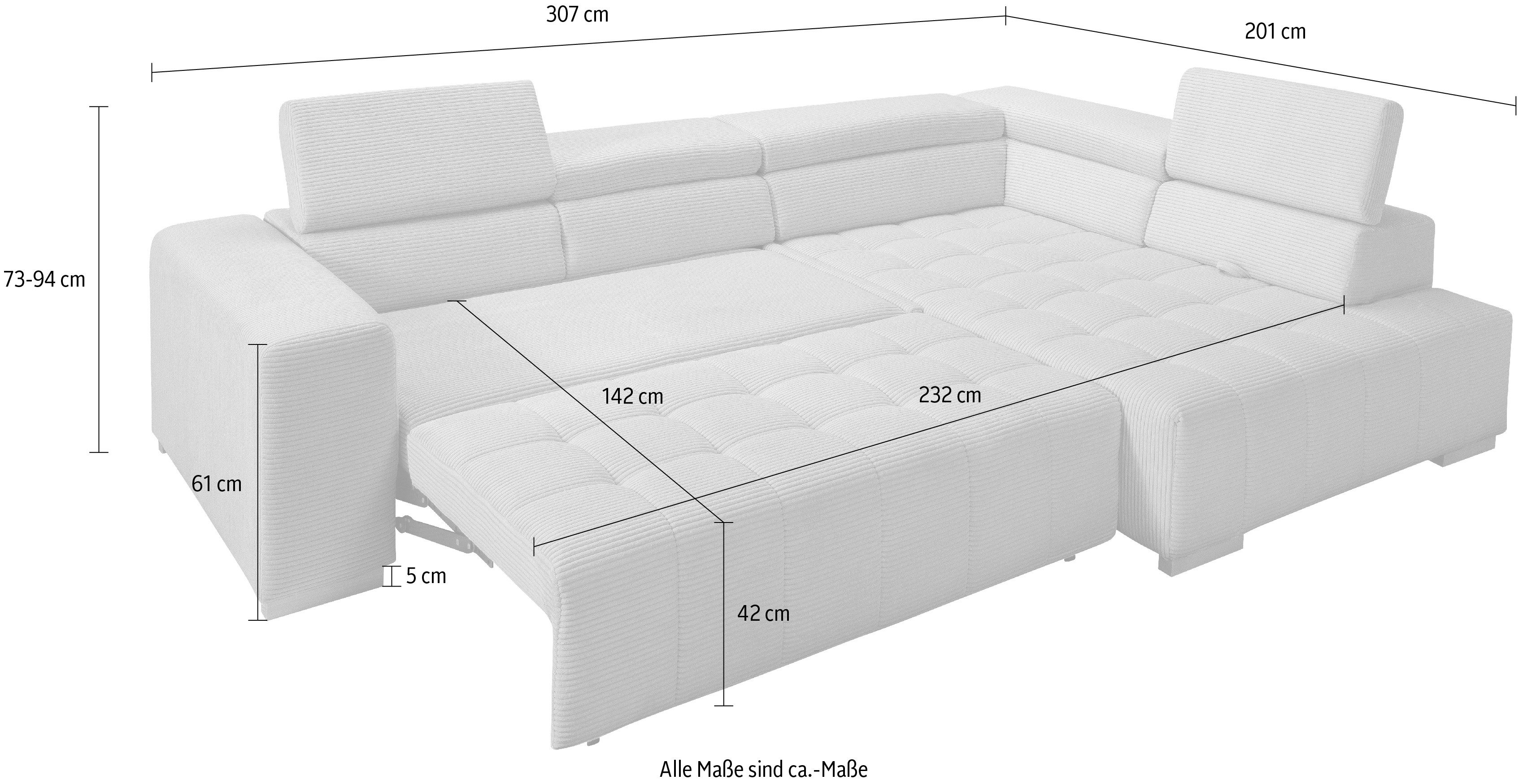 exxpo - sofa fashion Hoekbank Elianos, hoog zitcomfort, verfijnde kruisstepping in de zitting, L-vorm