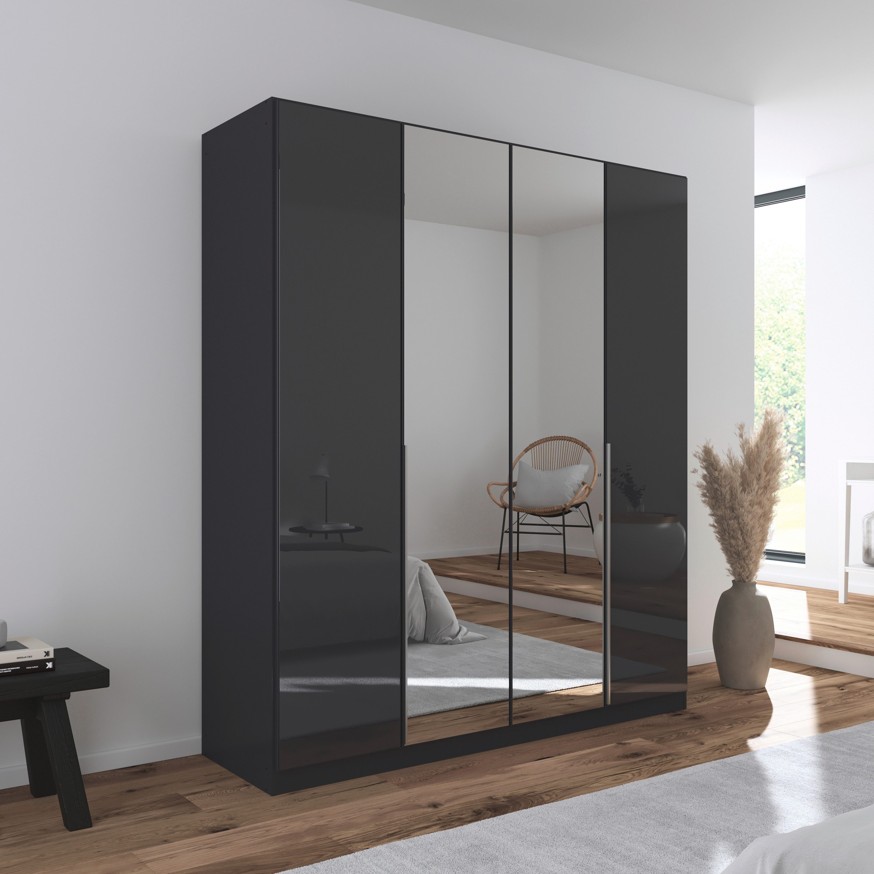 rauch Draaideurkast Kledingkasten kast garderobe AGORDO met glazen front doordachte binnenuitrusting, in 6 breedtes en 2 hoogtes made in germany