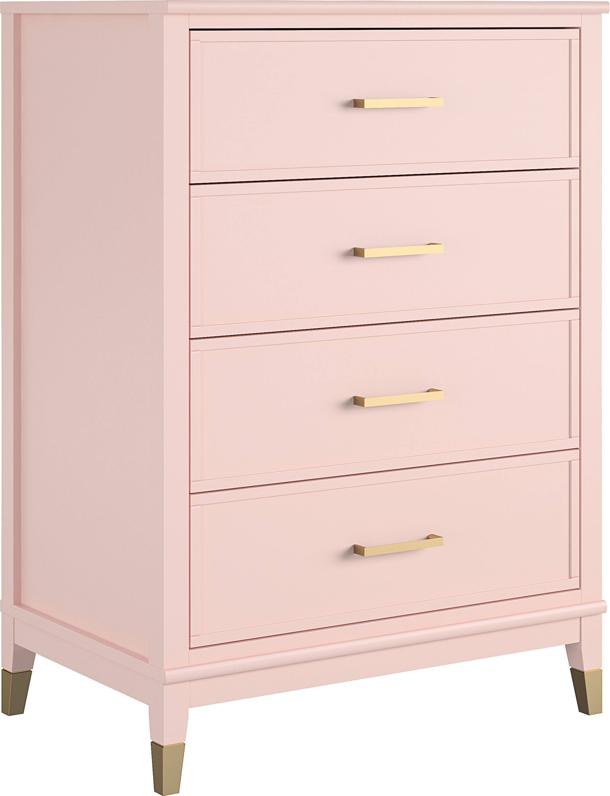 CosmoLiving by Cosmopolitan Kast Westerleigh met 4 laden, mdf, poten van massief hout, hoogte 106 cm, breedte 76 cm