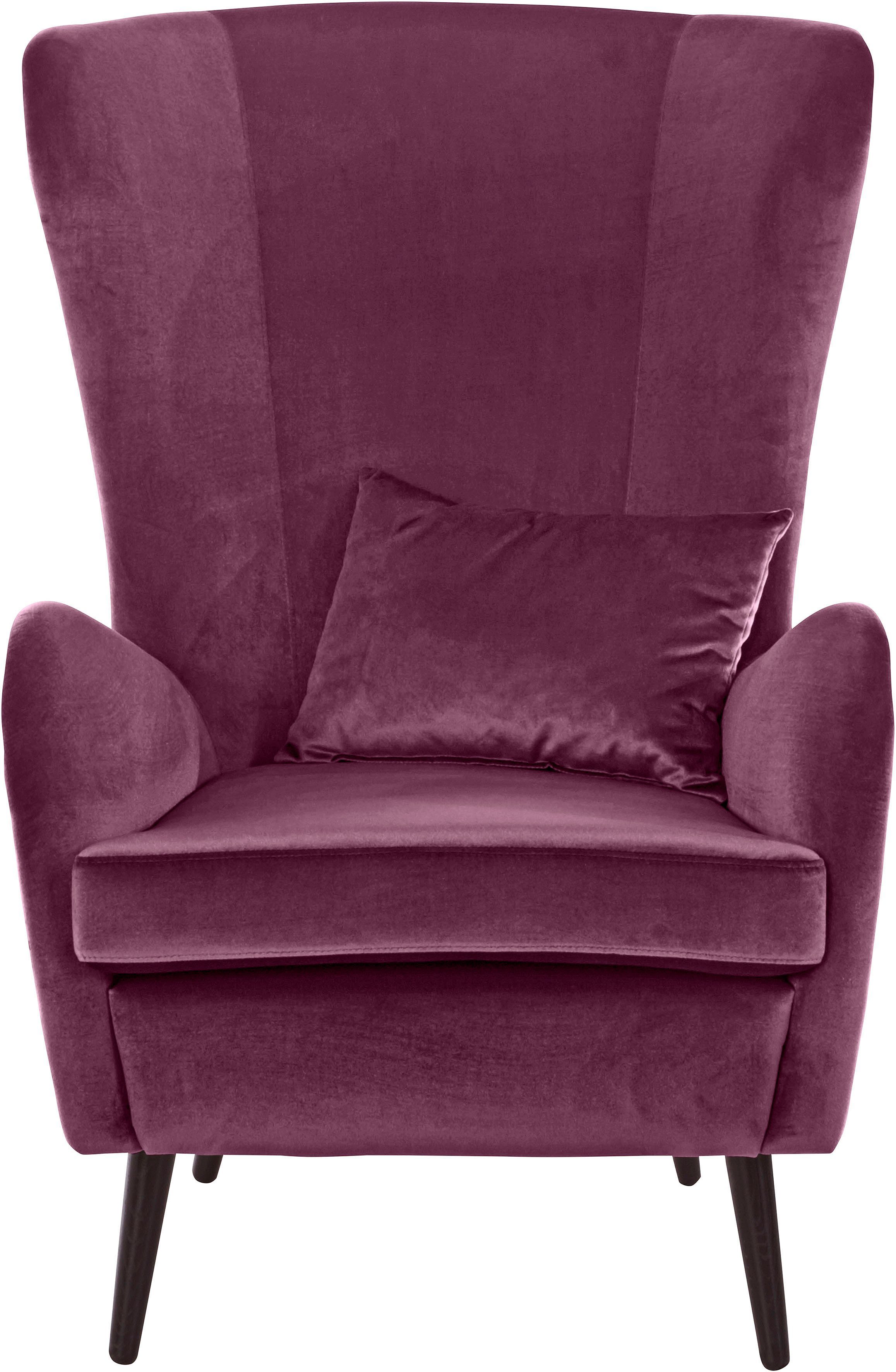 Guido Maria Kretschmer Home&Living Fauteuil Sallito, TV-stoel, oorfauteuil met Hocker, in veel stofkwaliteiten, ook in fluweelcord fauteuils paars