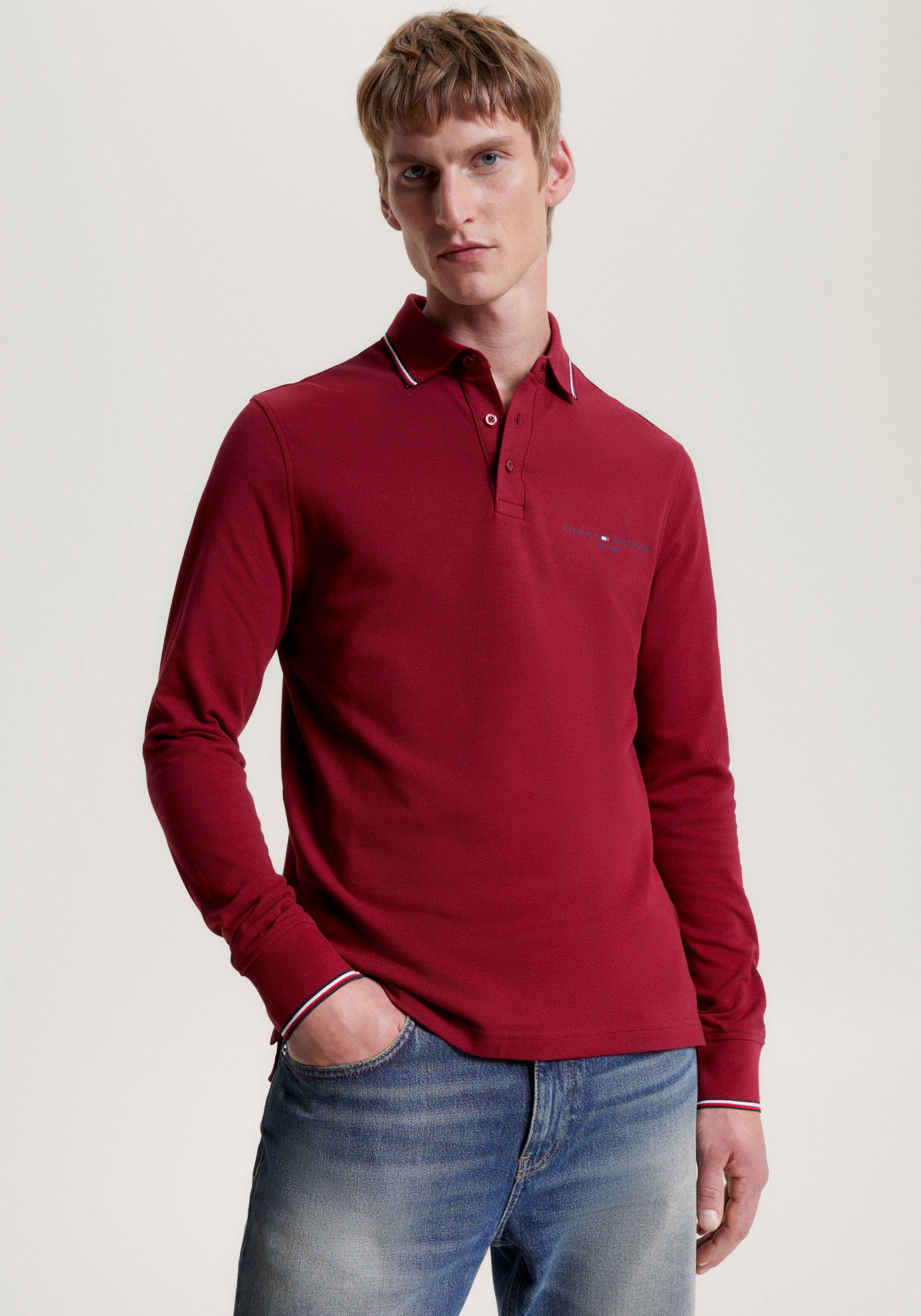 Tommy Hilfiger Poloshirt met lange mouwen TIPPED PLACE L S SLIM POLO