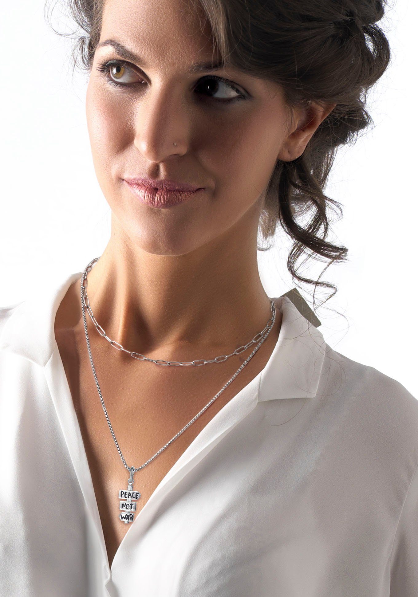 Firetti Ketting met hanger Sieraad cadeau vrede met zirkoon (synthetisch) (set, 1-delig)