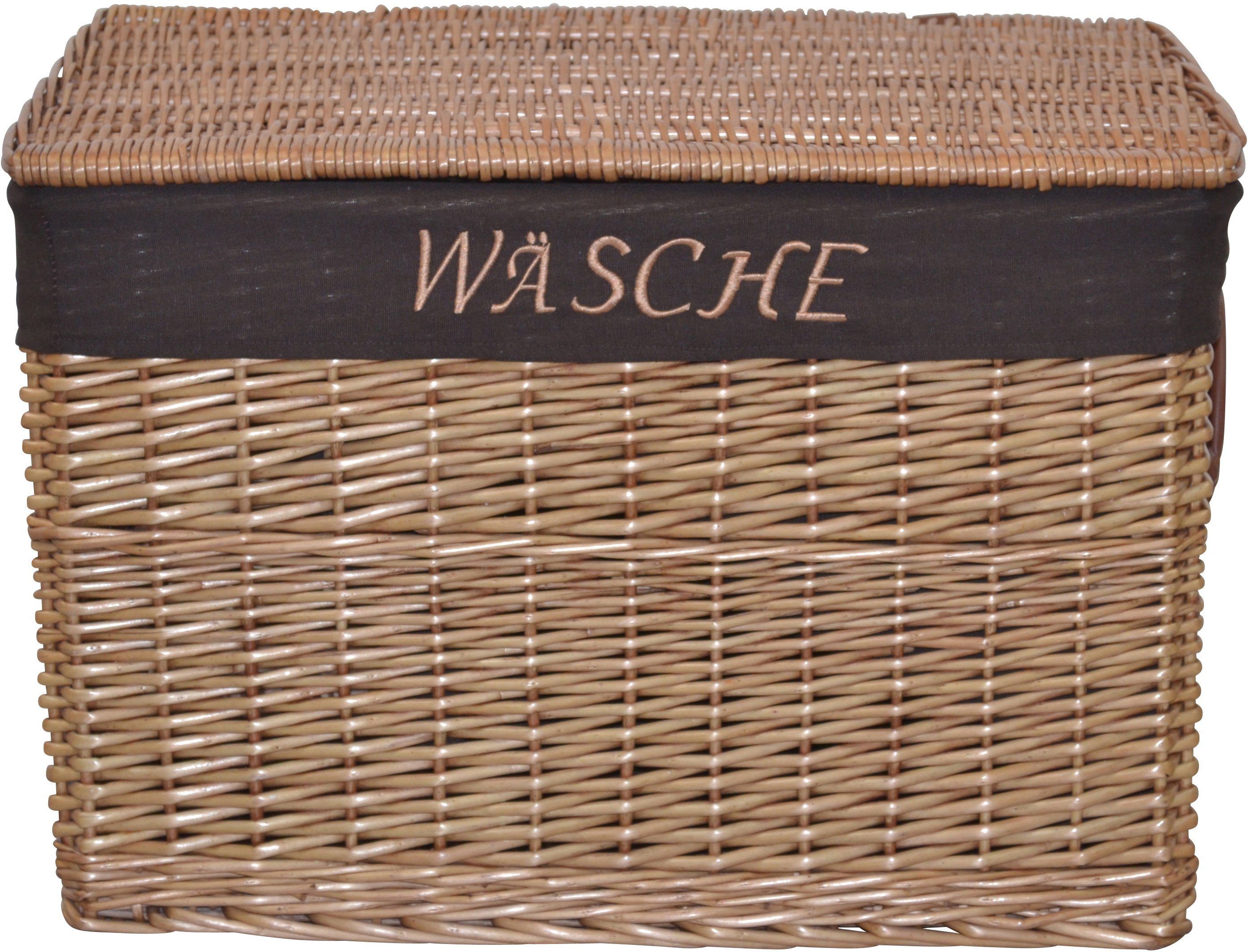 HOFMANN LIVING AND MORE Wasmand van wilg, met de hand gemaakt, met uitneembare stofinzet, 60x42x41cm