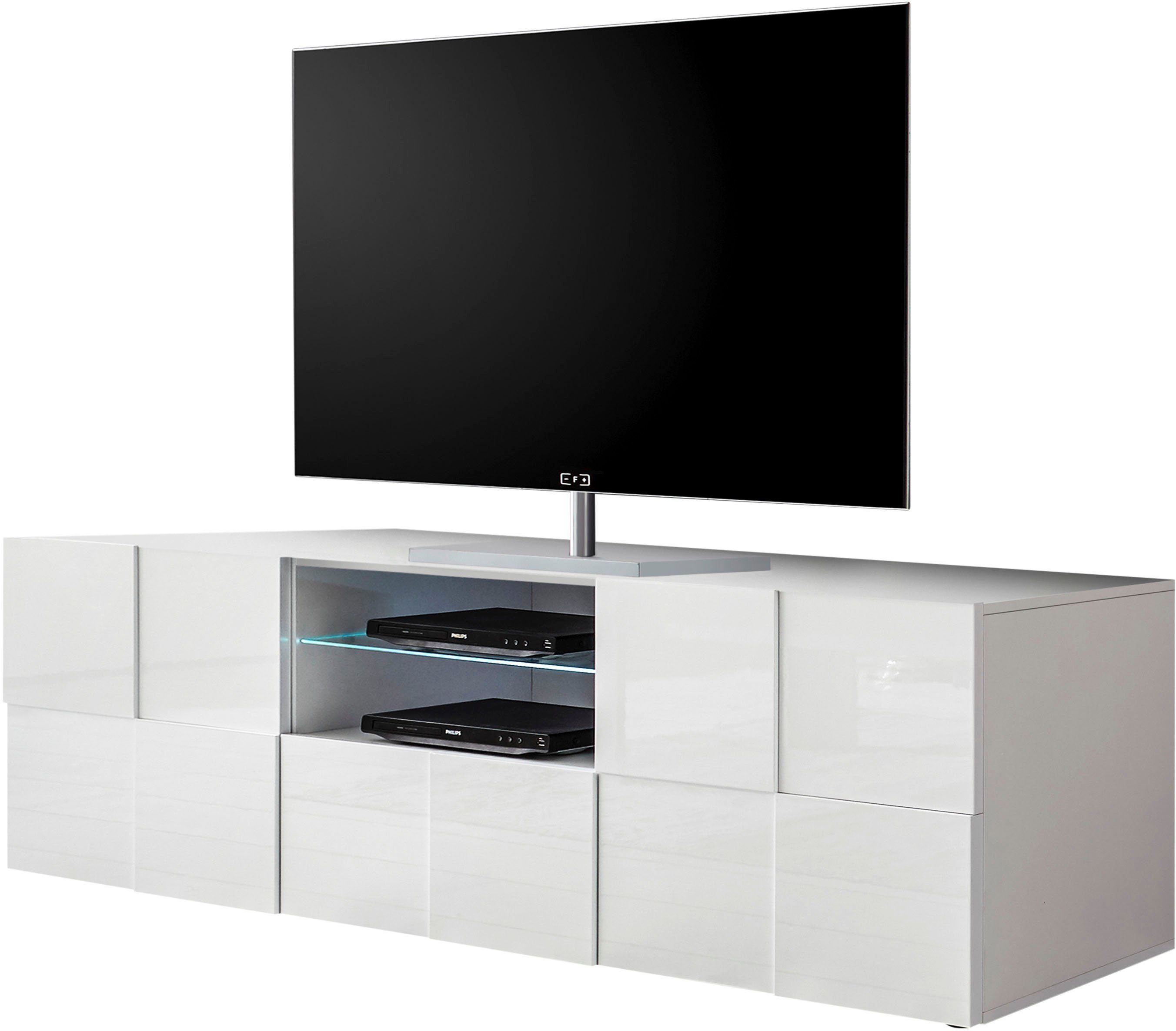 INOSIGN Tv-meubel Dama Breedte 181 cm, TV-meubel 2 deuren, 1 lade, TV-kast Front in 3D-uiterlijk, veel opbergruimte, verschillende kleuren