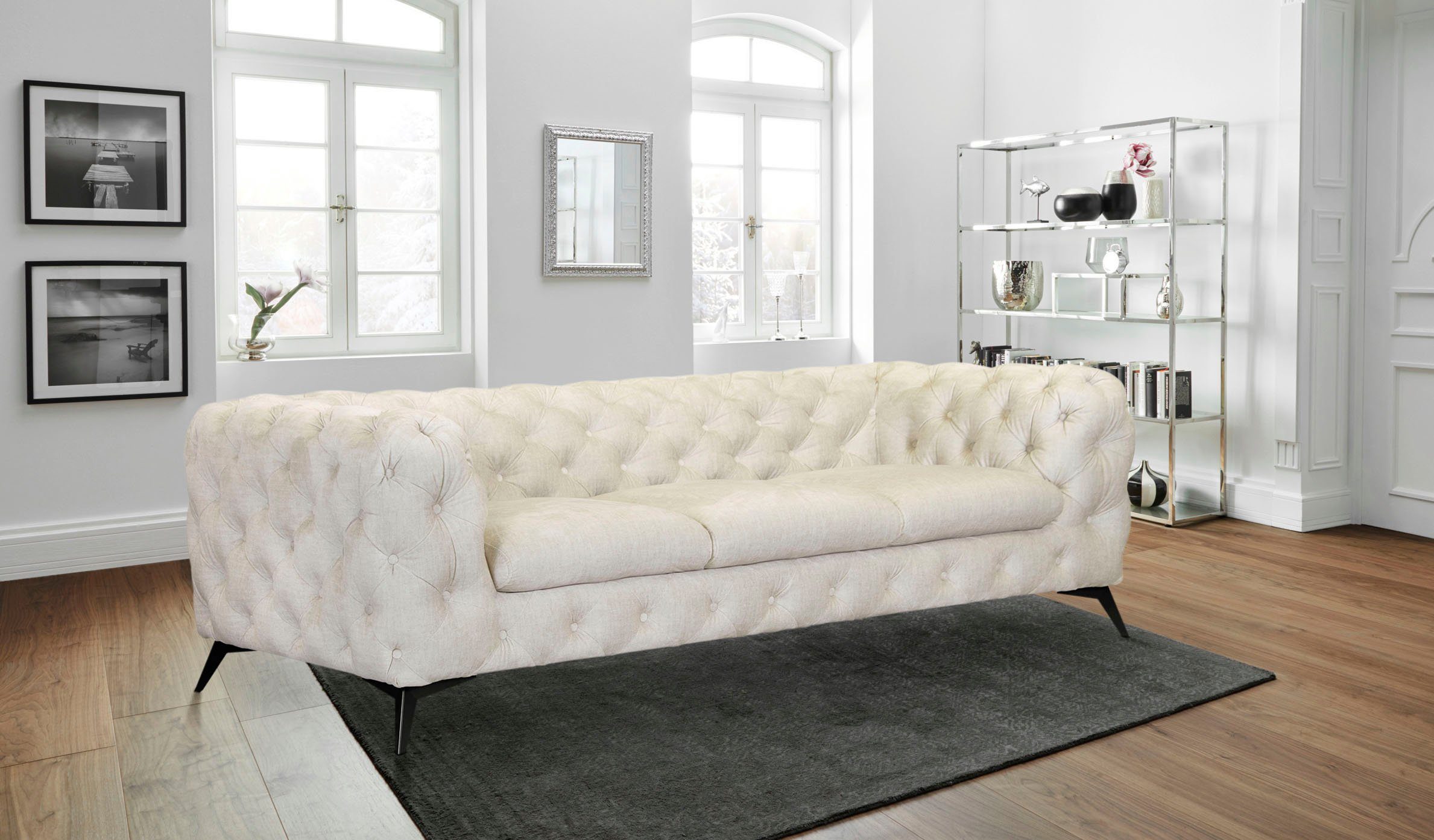 Leonique Chesterfield-bank Glynis luxueuze capitonnage, moderne chesterfield look, kleur van de poten ter keuze