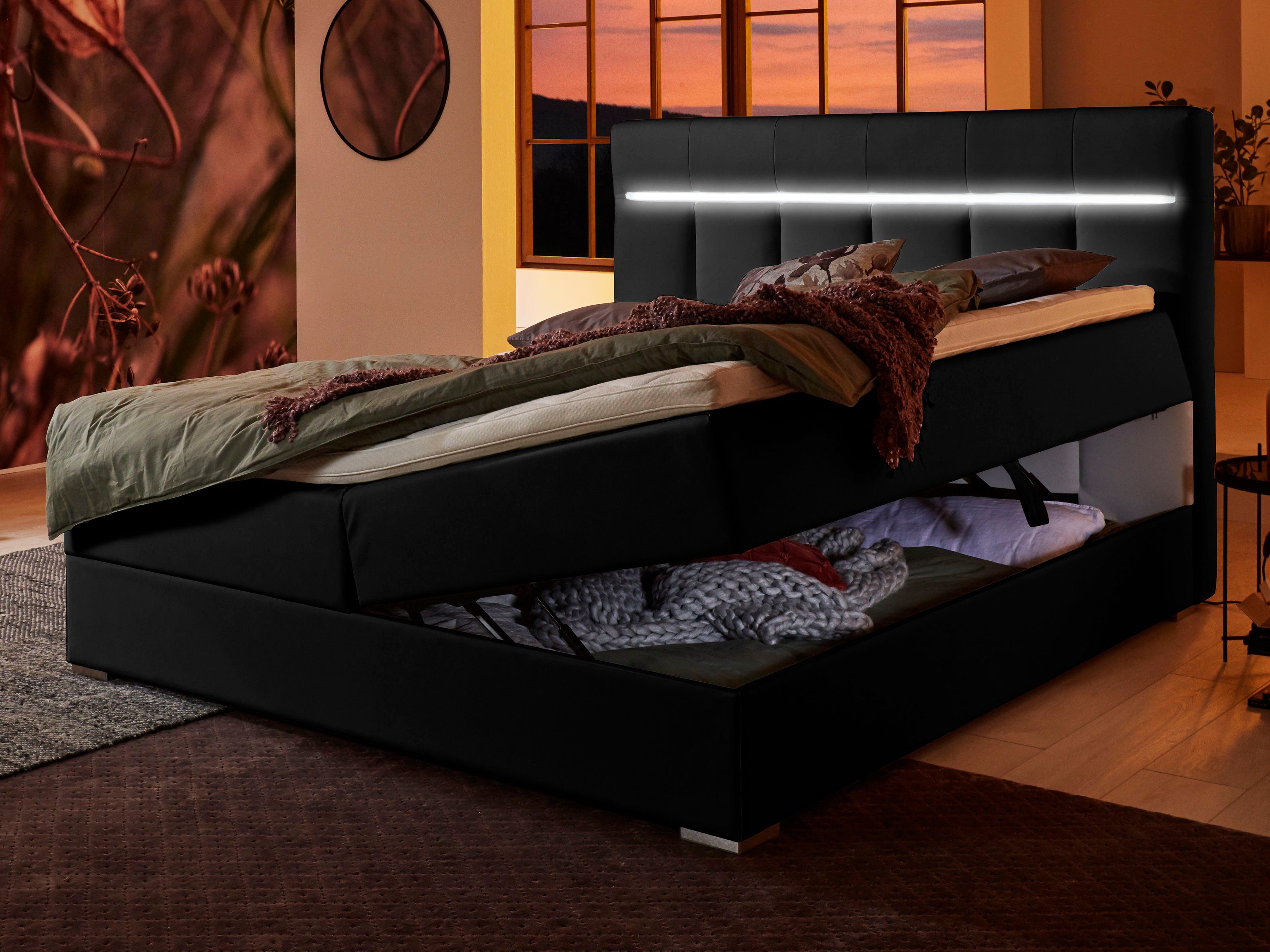 ATLANTIC home collection Boxspring TESSA met ledverlichting en bedkist