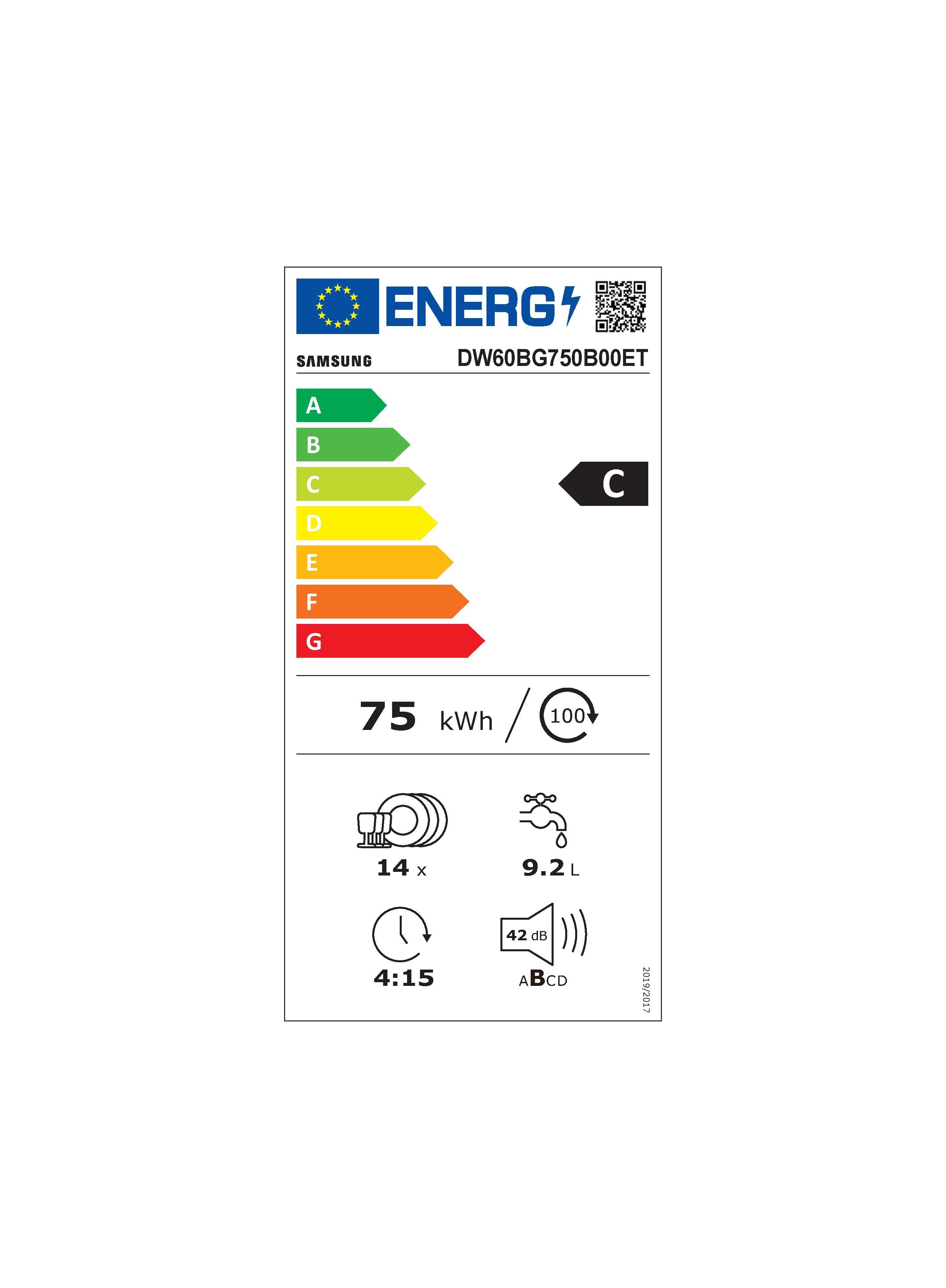 Samsung Volledig geïntegreerde vaatwasser DW60BG750B00ET, 81,5 cm x 59,5 cm
