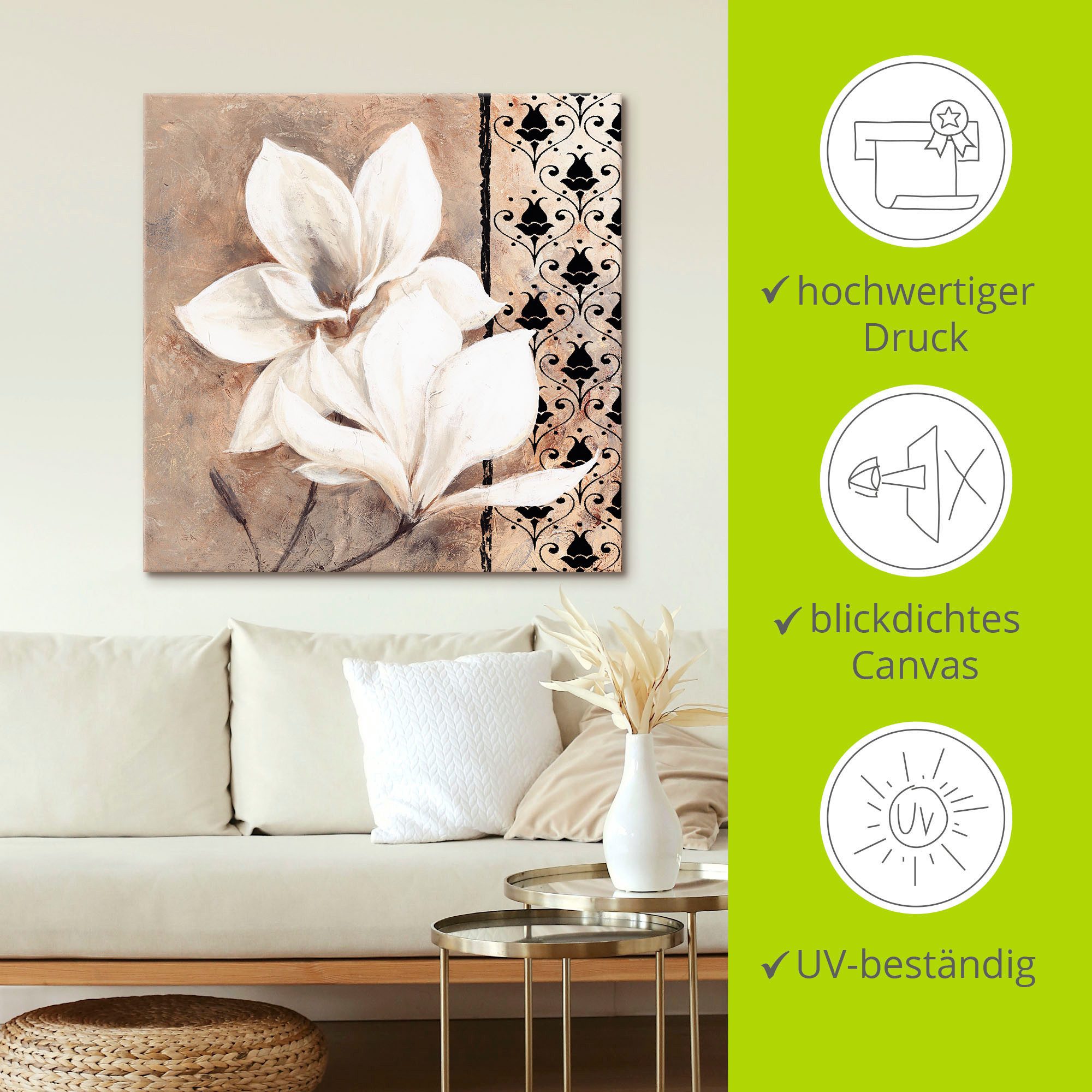Artland Artprint Klassieke magnolia's als artprint op linnen in verschillende maten