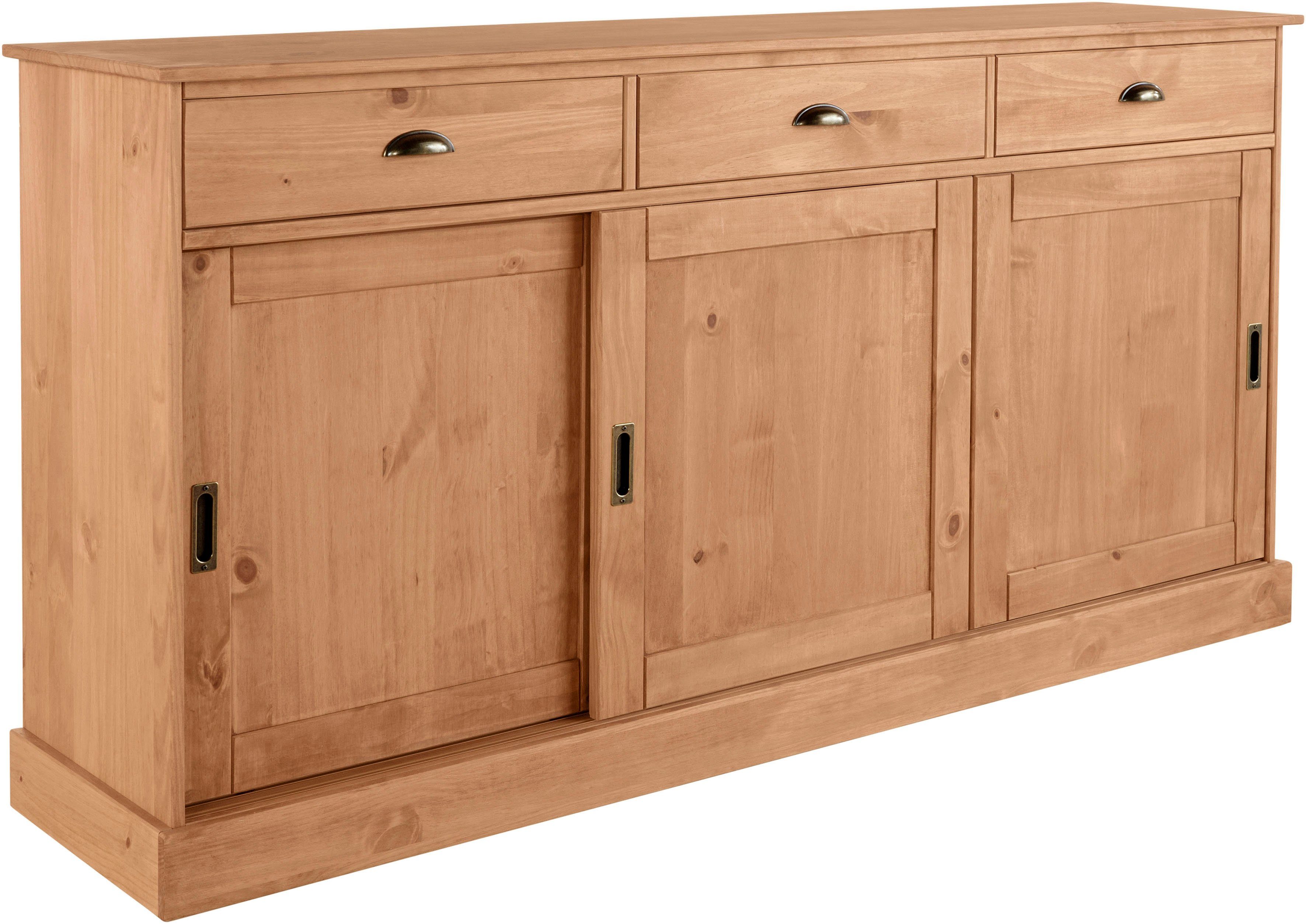 Home affaire Dressoir Schröder Commode, 3 schuifdeuren, 3 lades, van massief dennenhout