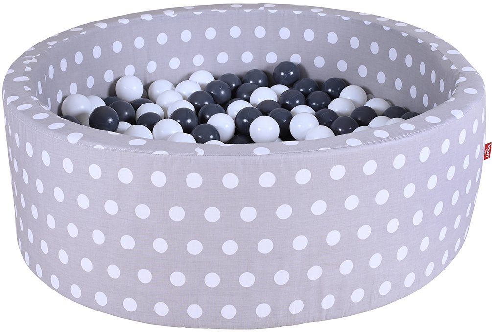 Knorrtoys® Ballenbak Soft, Grey white dots met 300 ballen grijs/crème, made in europe