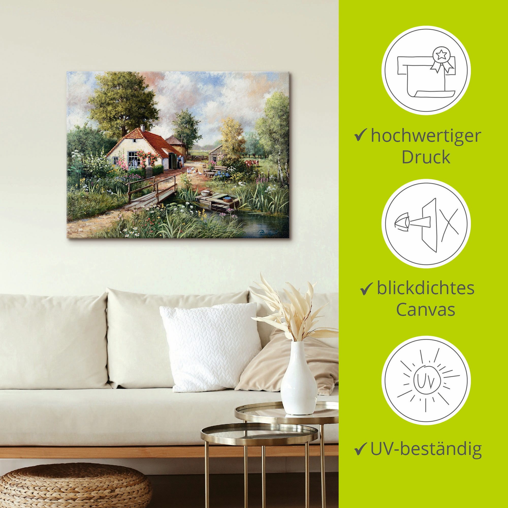 Artland Artprint Boerderij als artprint op linnen, poster in verschillende formaten maten