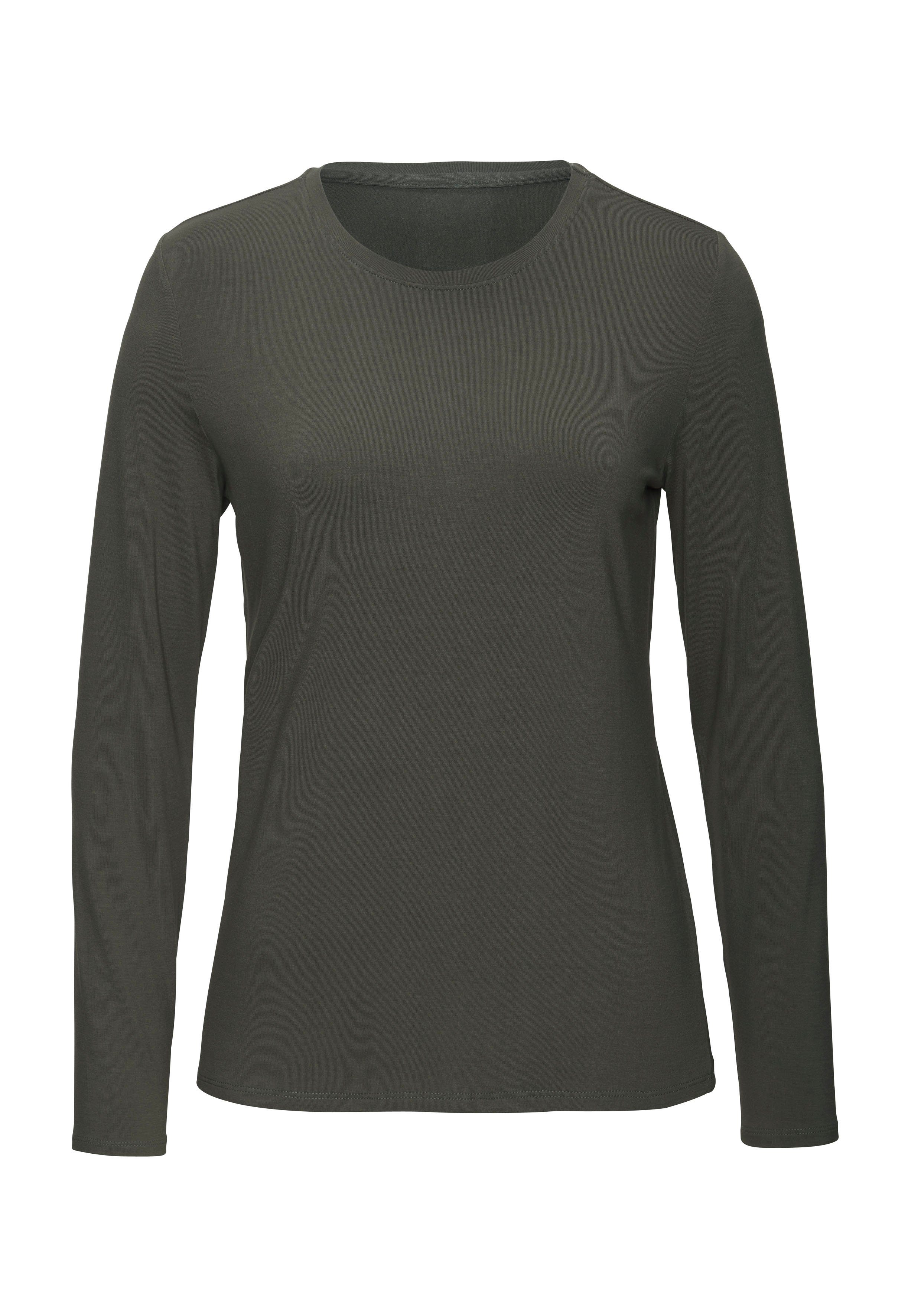 Lascana Shirt met lange mouwen Van zachte viscose-stretch van zachte viscosekwaliteit (Set van 2)