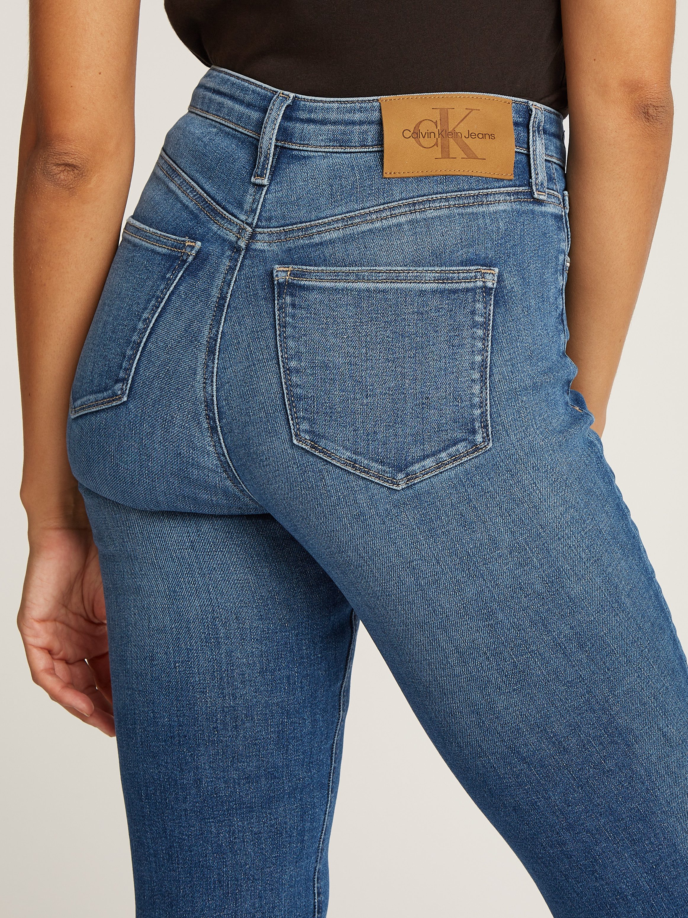 Calvin Klein Skinny fit jeans High rise skinny met muntzakje, lichte stone wash-look