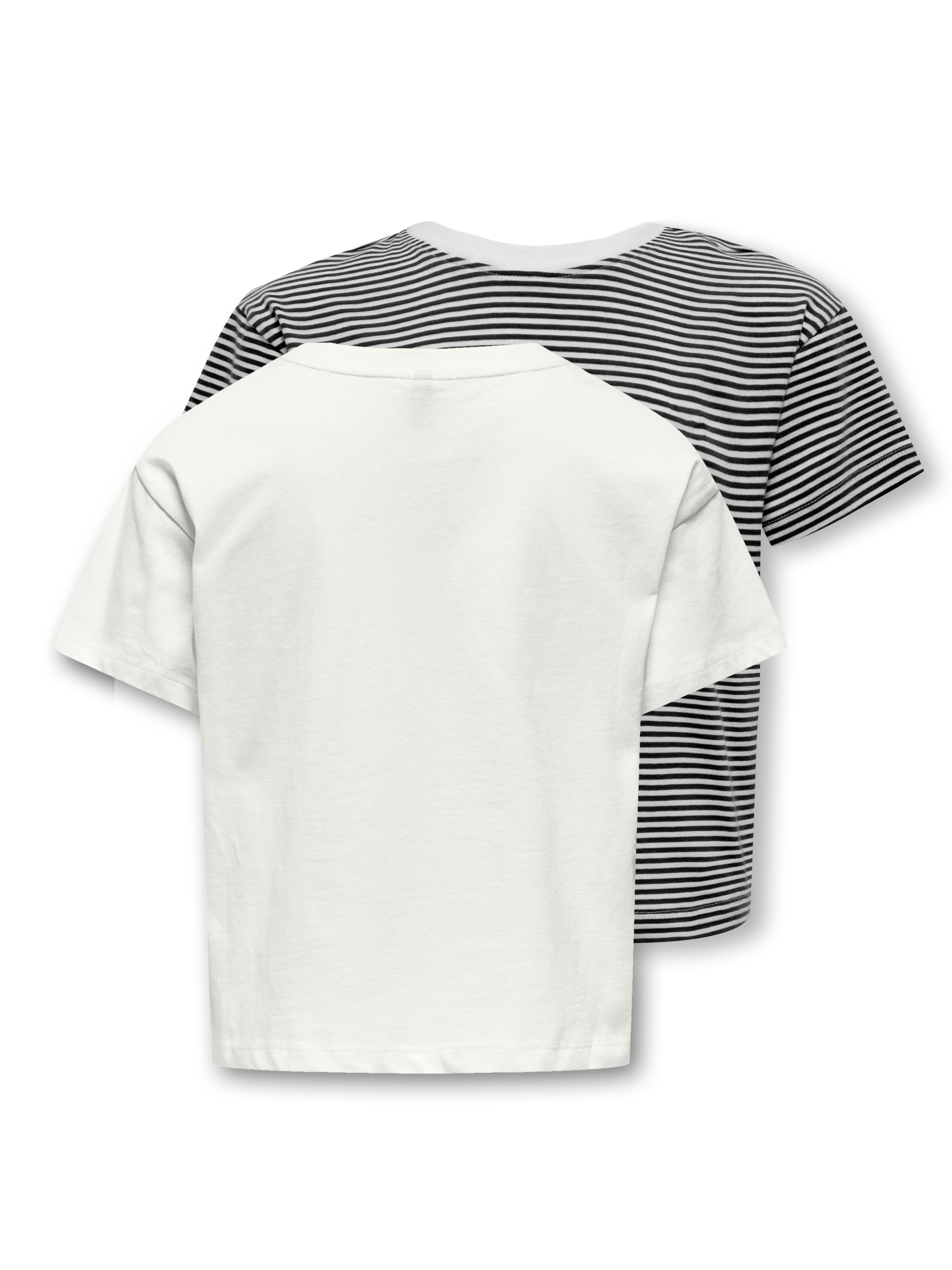 KIDS ONLY Shirt met korte mouwen KOGMAIKEN LIFE SS SOL/STR TOP JRS 2-PACK (Set van 2)
