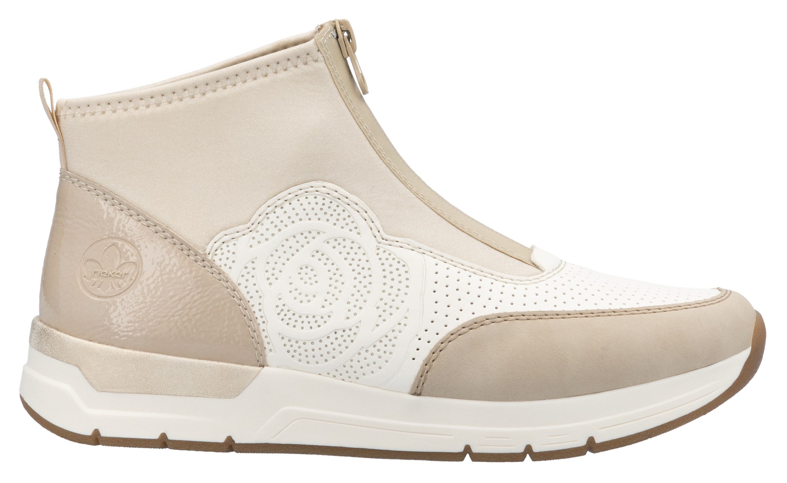 Rieker Sneakers met sleehak , enkellaars, laarzen, rozenprint, met ritssluiting vooraan