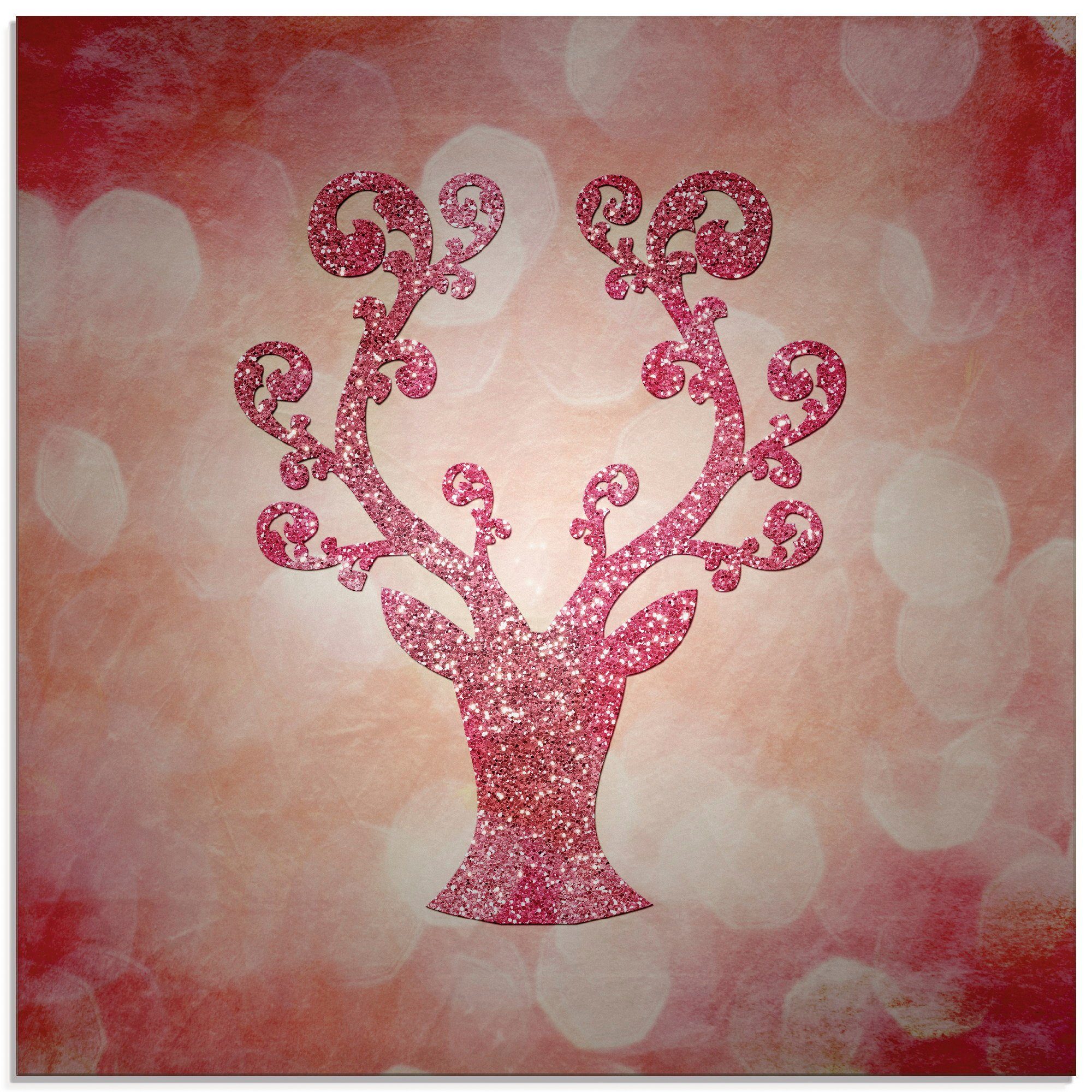 Artland Print op glas Roze glinsterende ree (1 stuk)
