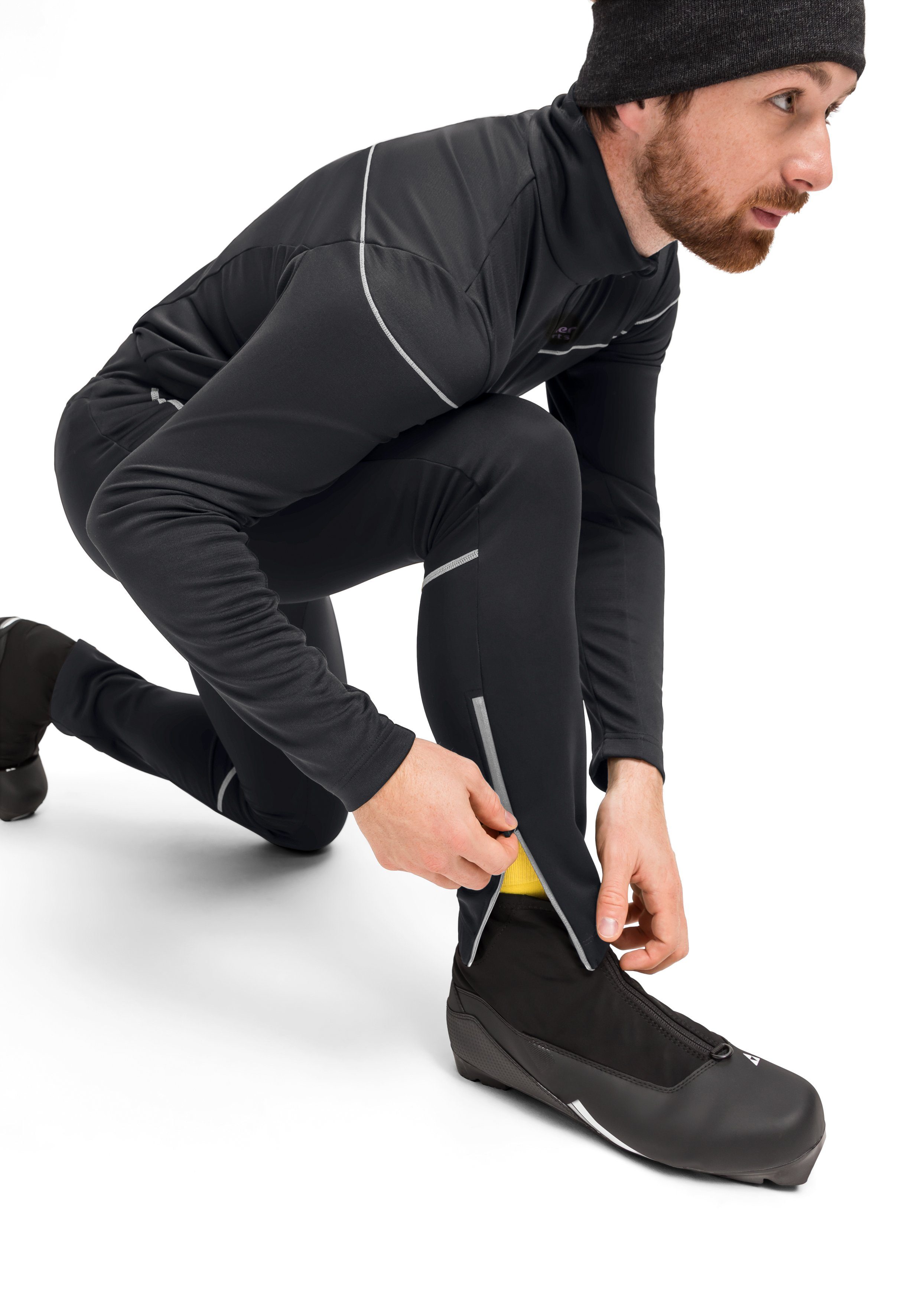 Maier Sports Skibroek TelfsTight 2.0M Heren langlaufbroek, 4-weg stretch, skitoerenbroek, voorkant van softshell