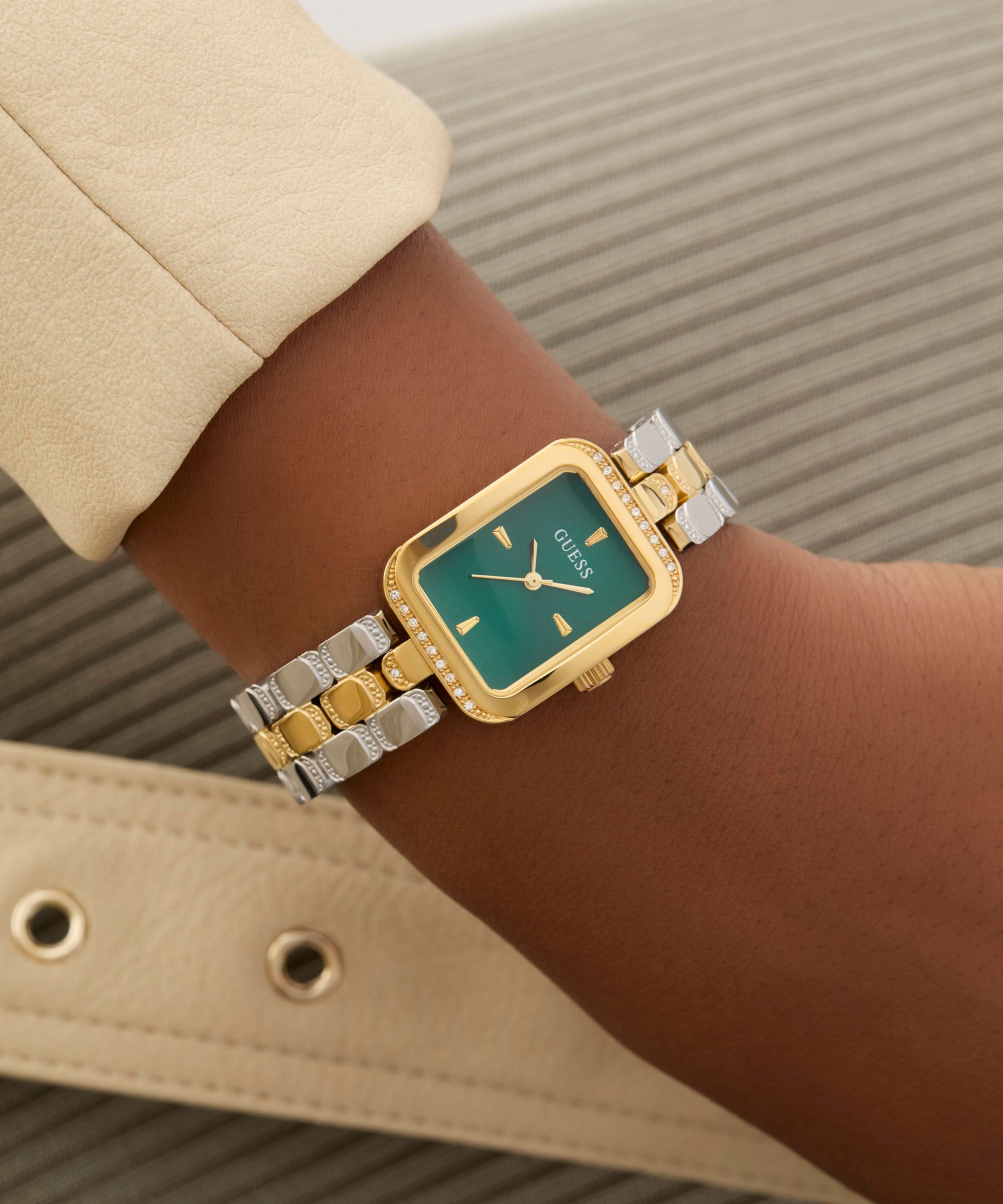 Guess Kwartshorloge ISLA Horloge, dameshorloge, stalen armband