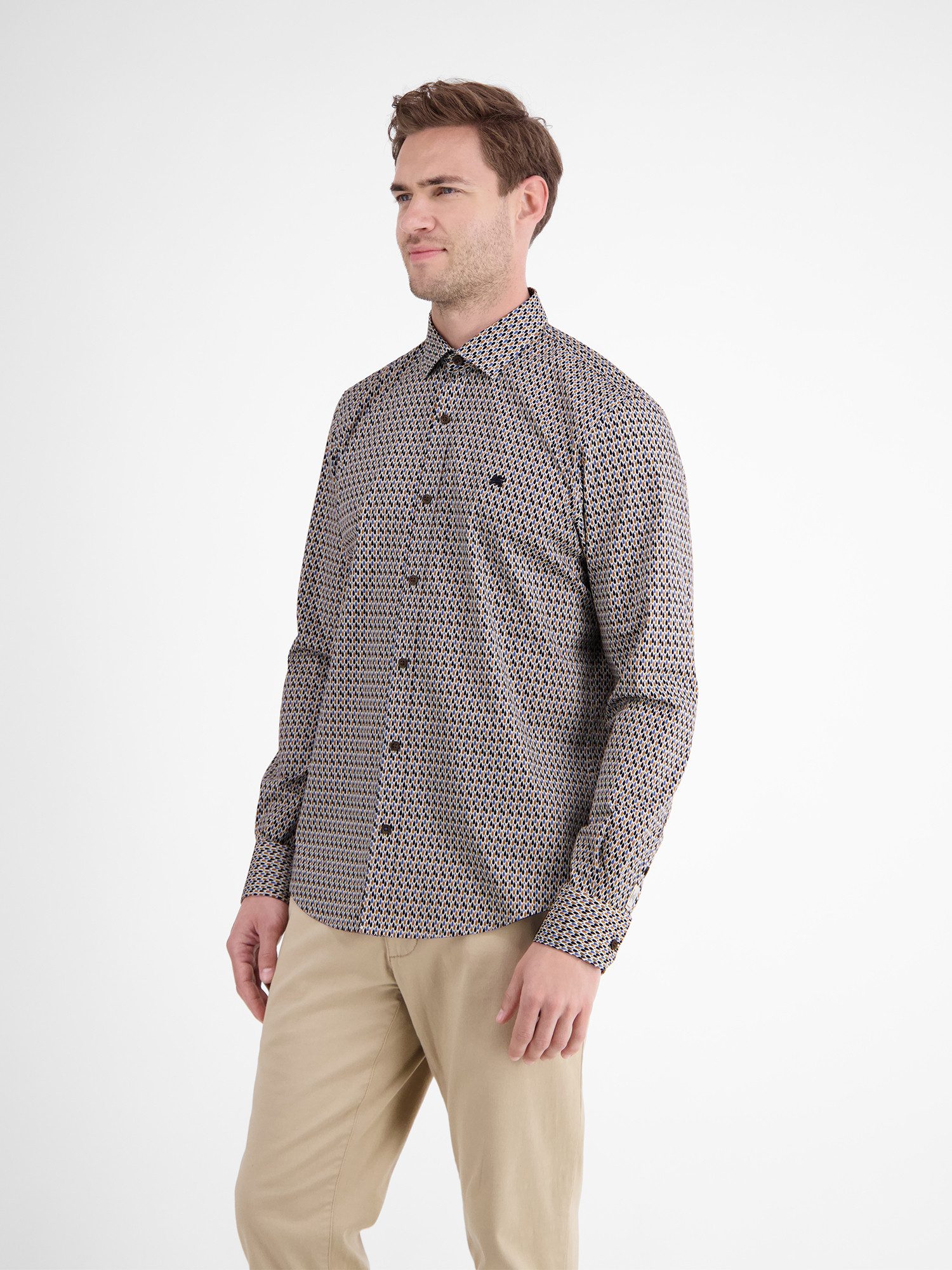 Lerros Overhemd met lange mouwen LERROS poplin overhemd met stretch