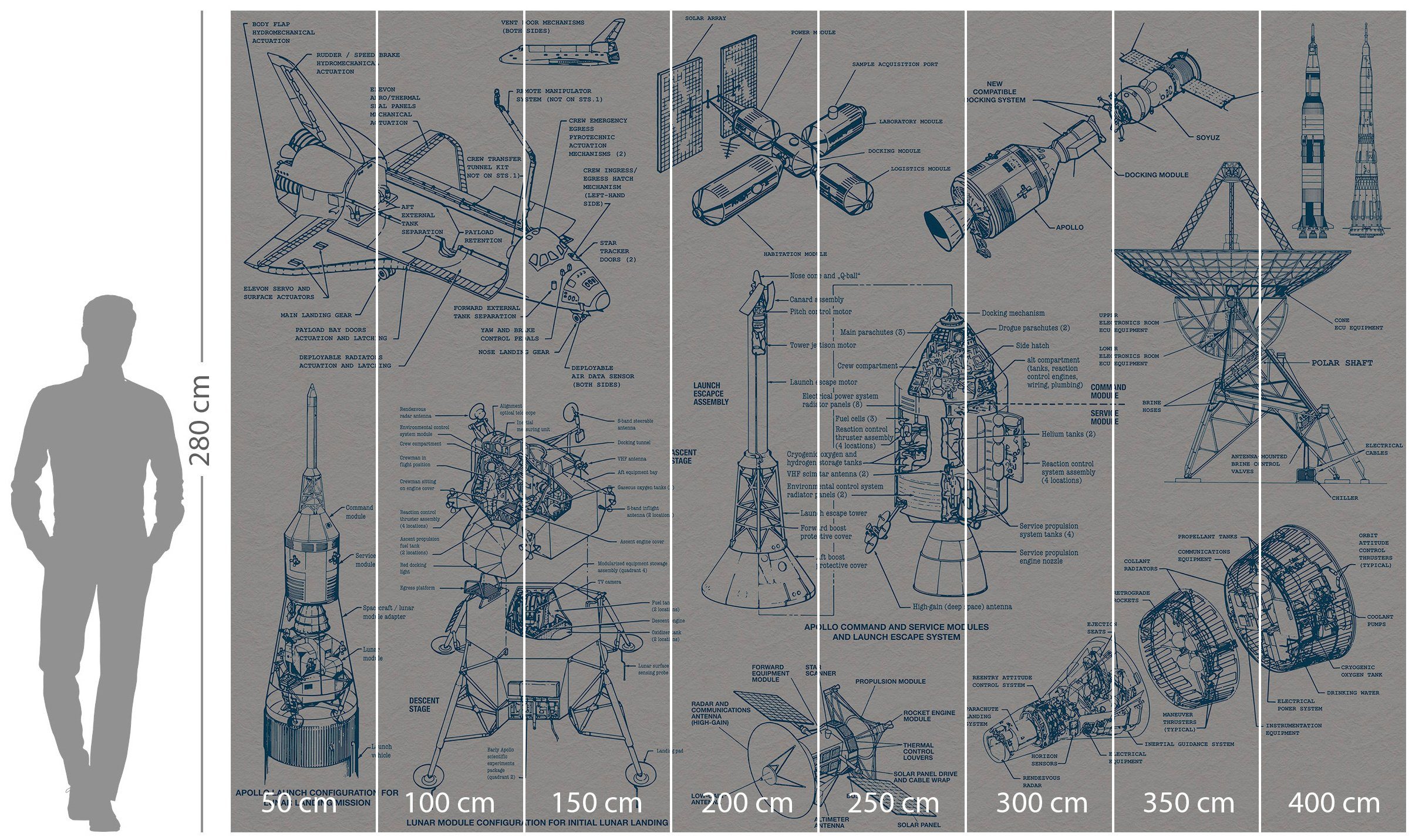 Komar Vliesbehang Digitale print vlies - Spacecraft Architecture - Afmeting 400 x 280 cm