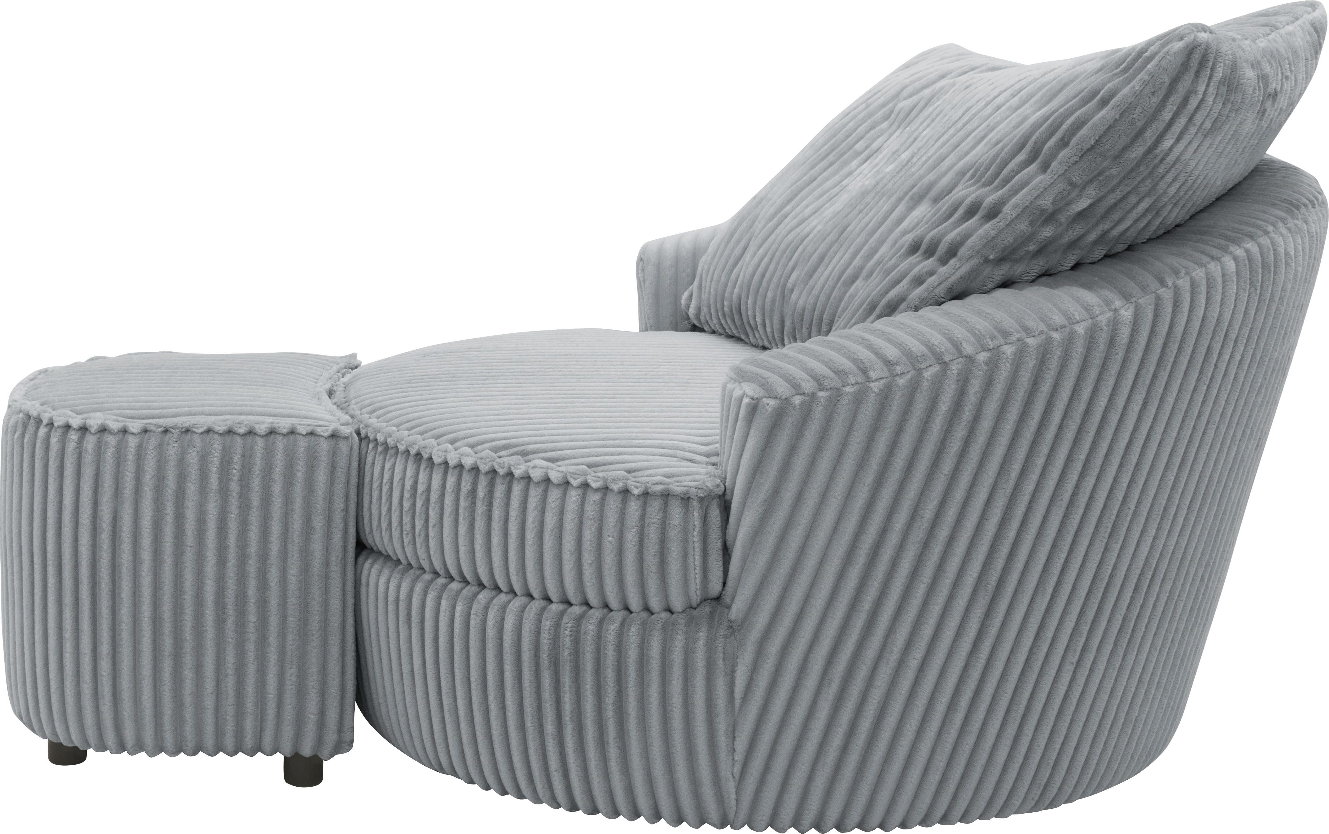 INOSIGN Draaibare fauteuil AMECA, relaxstoel met draaifunctie en poef, 122 x 126 x 76 cm (set, 2 stuks)