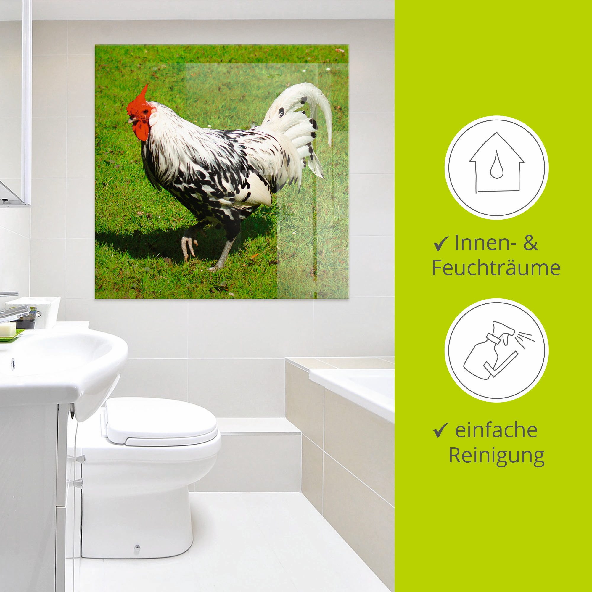 Artland Print op glas Gestippelde kip in verschillende maten
