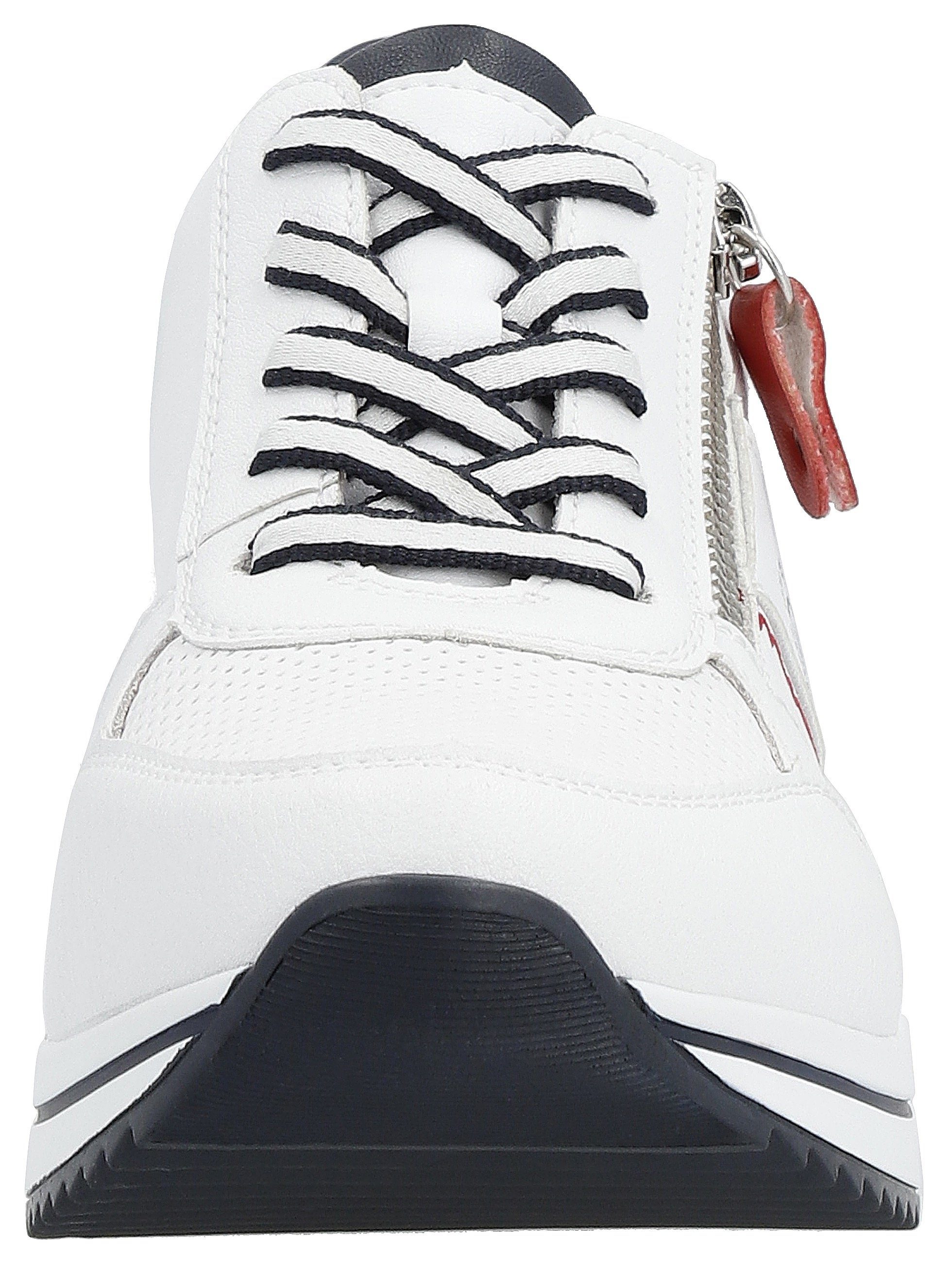 Remonte Sneakers met sleehak , vrijetijdsschoen, lage schoen, veterschoen met metallic contrastaccenten