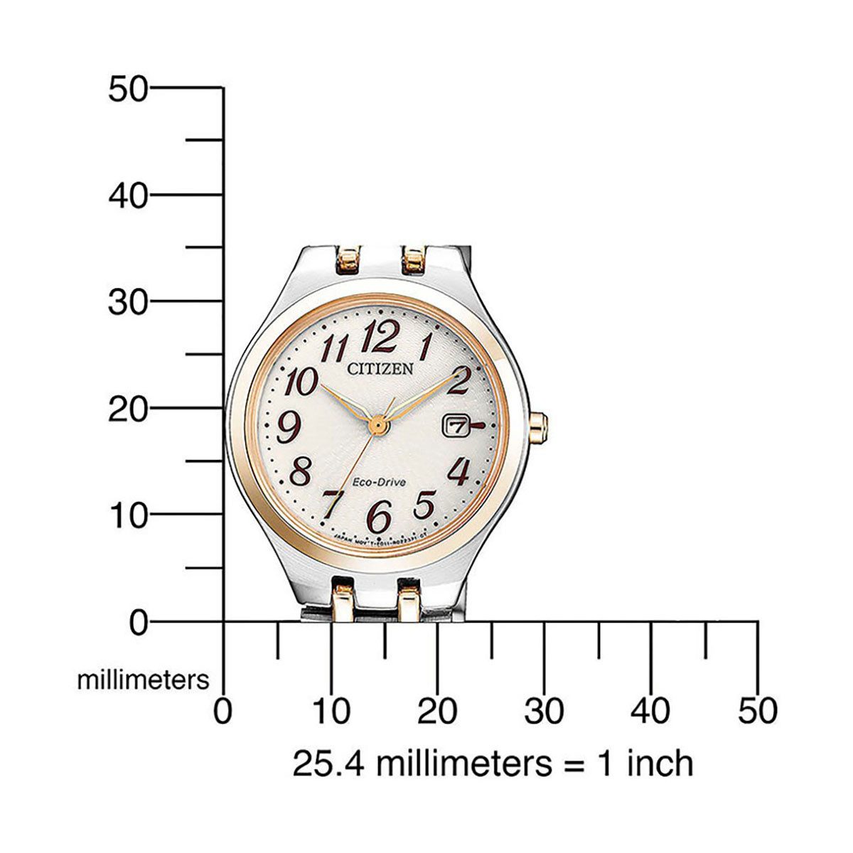 Citizen Solarhorloge Polshorloge, dameshorloge, roestvrijstalen band, datum