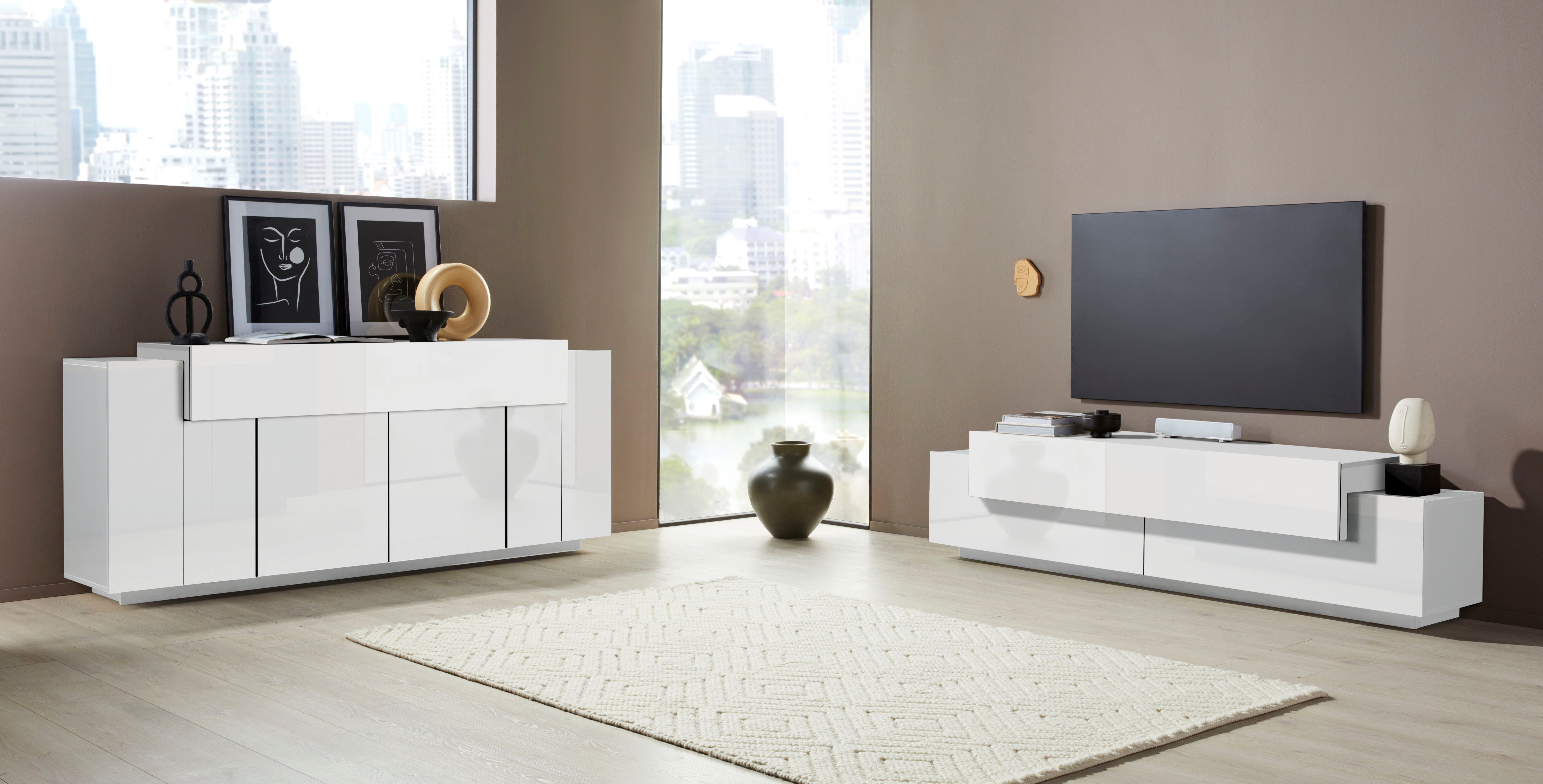 INOSIGN Tv-meubel Coro, lowboard, TV-commode, TV-meubelen, TV-bank met 3 kleppen waarvan 2 met push-to-open functie, breedte 200 cm