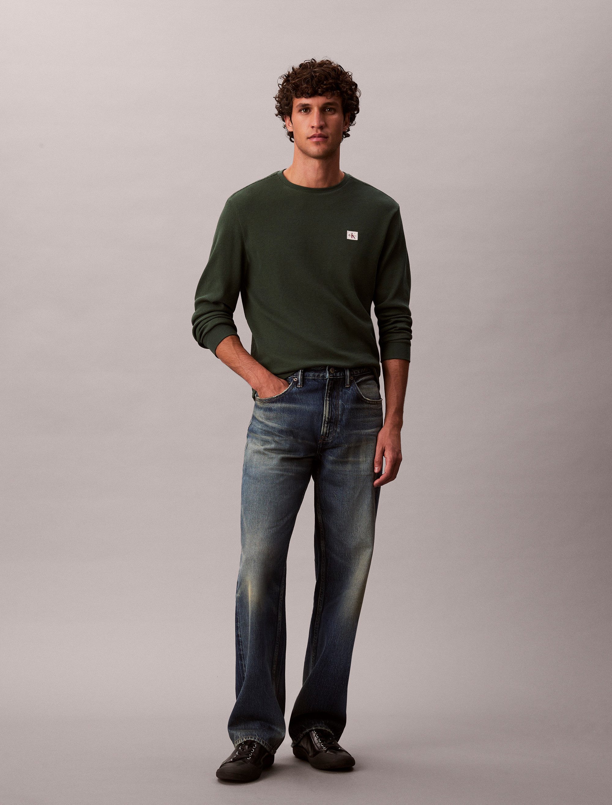 Calvin Klein Shirt met lange mouwen LS WAFFLE BADGE CREWNK TEE