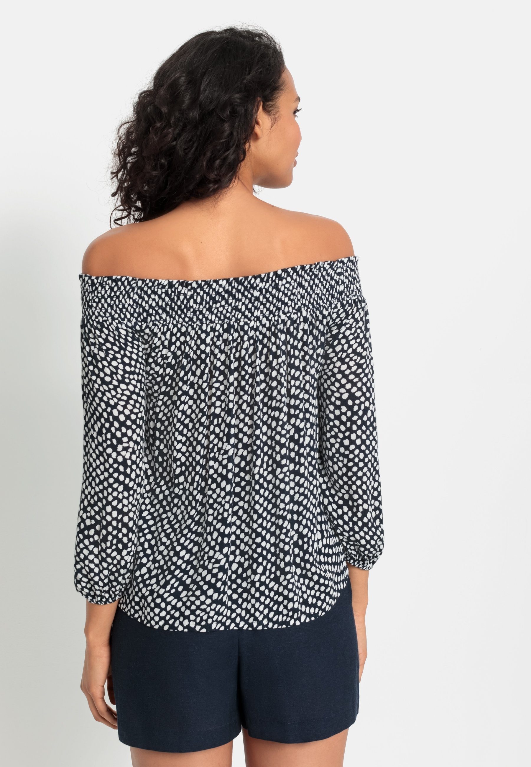 Lascana Blouse met carmenhals in een lichte gekreukte crinkle look, damesblouse, off-the-shoulder