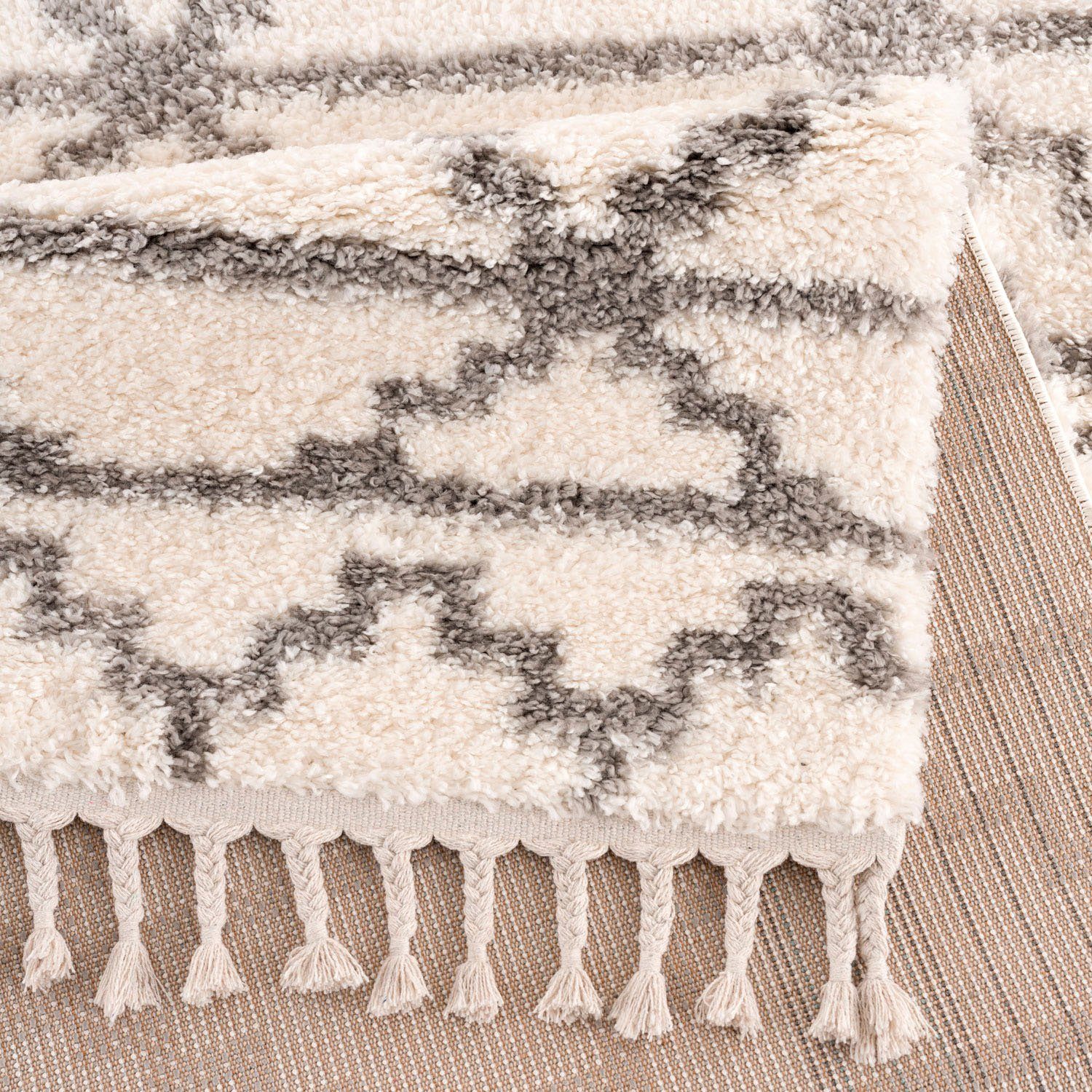 Carpet City Hoogpolig vloerkleed Pulpy 530 bijzonder zacht, met franje, geo-motief