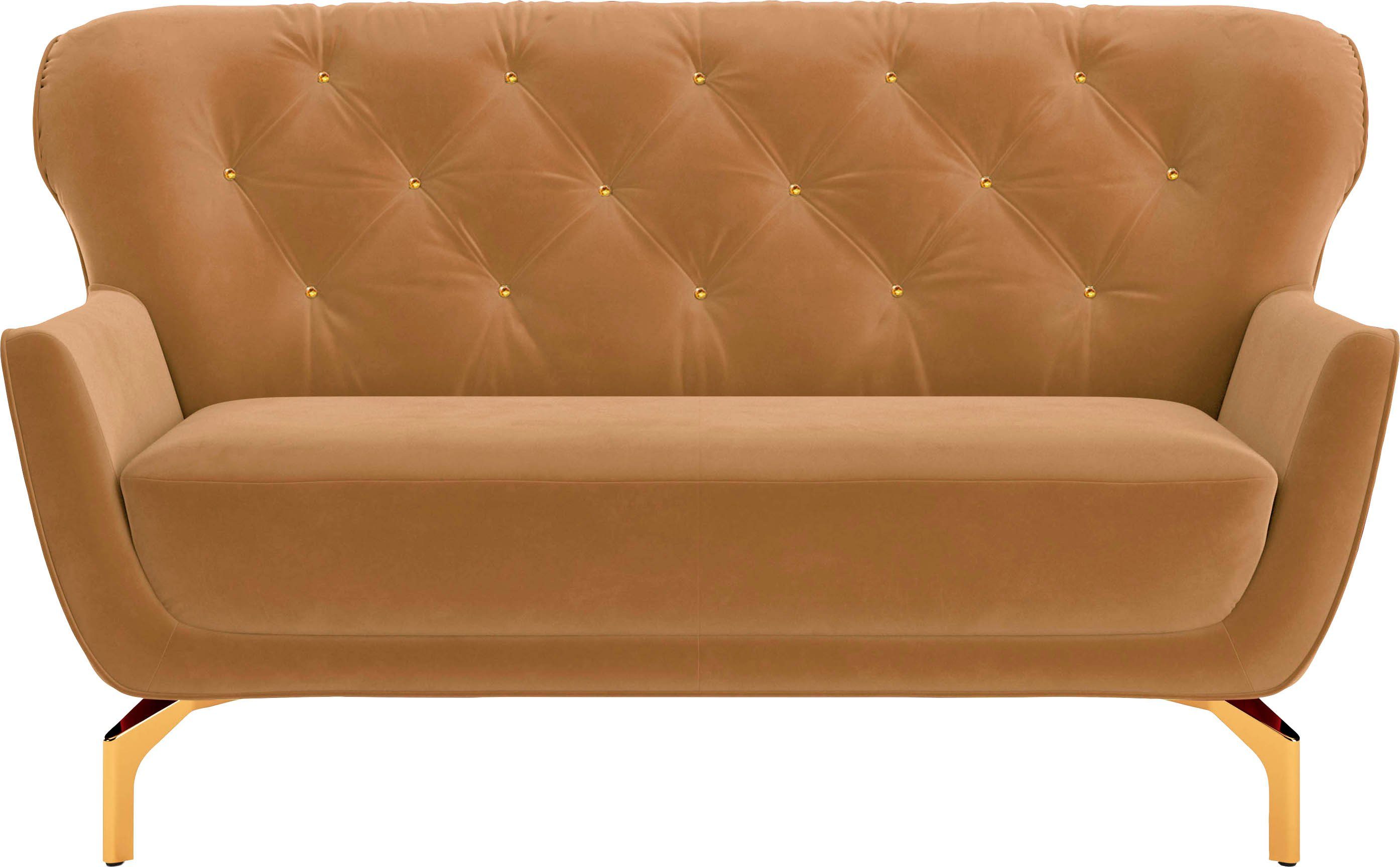 sit&more 2-zitsbank Orient 3 incl. 2 sierkussens met strassteentjes, goudkleurige metalen poten goud(kleur), 2-zitsbanken