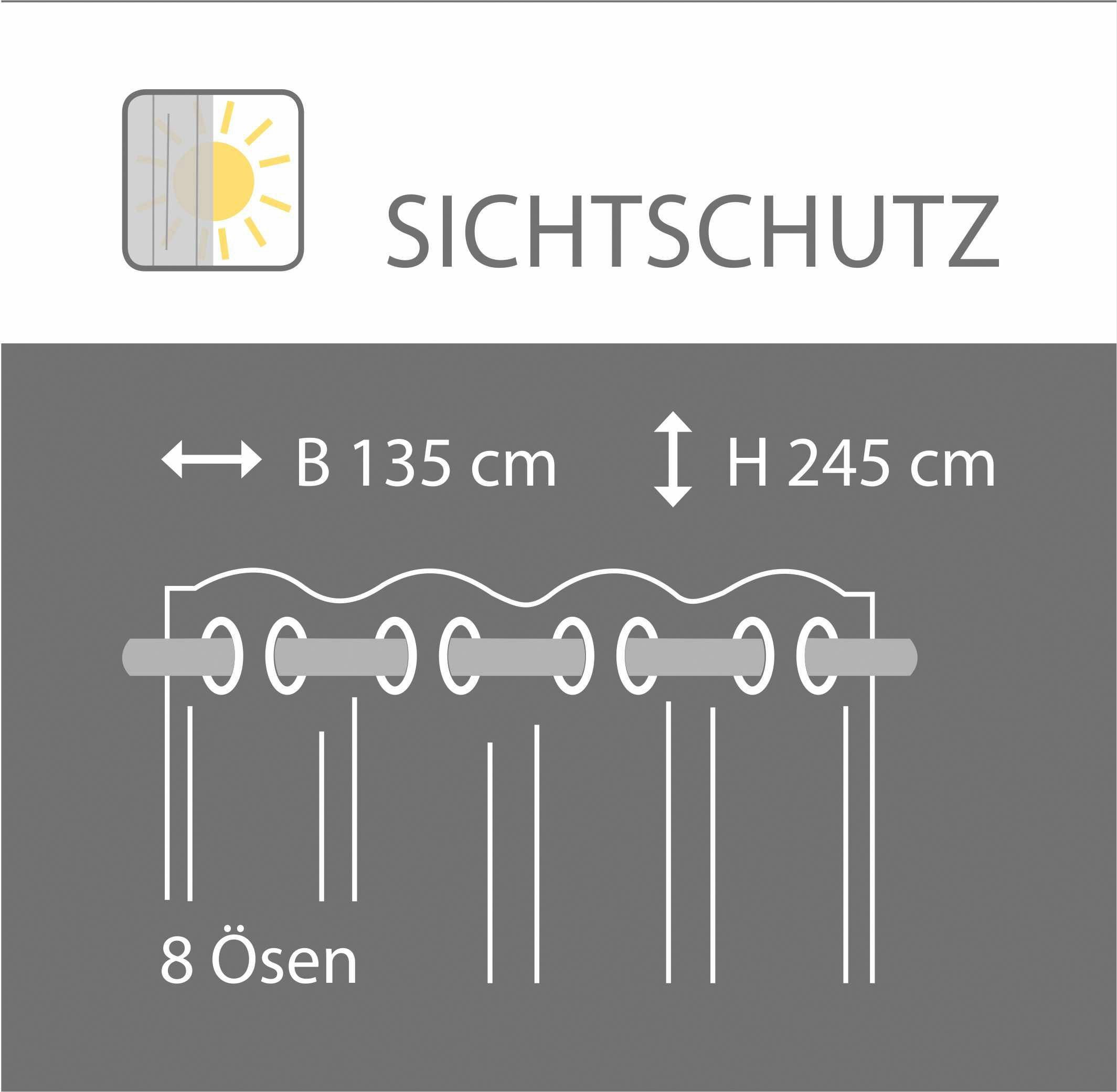 decolife Gordijn Ella HxB: 245x135, gordijn met oogjes met horizontale strepen (1 stuk)