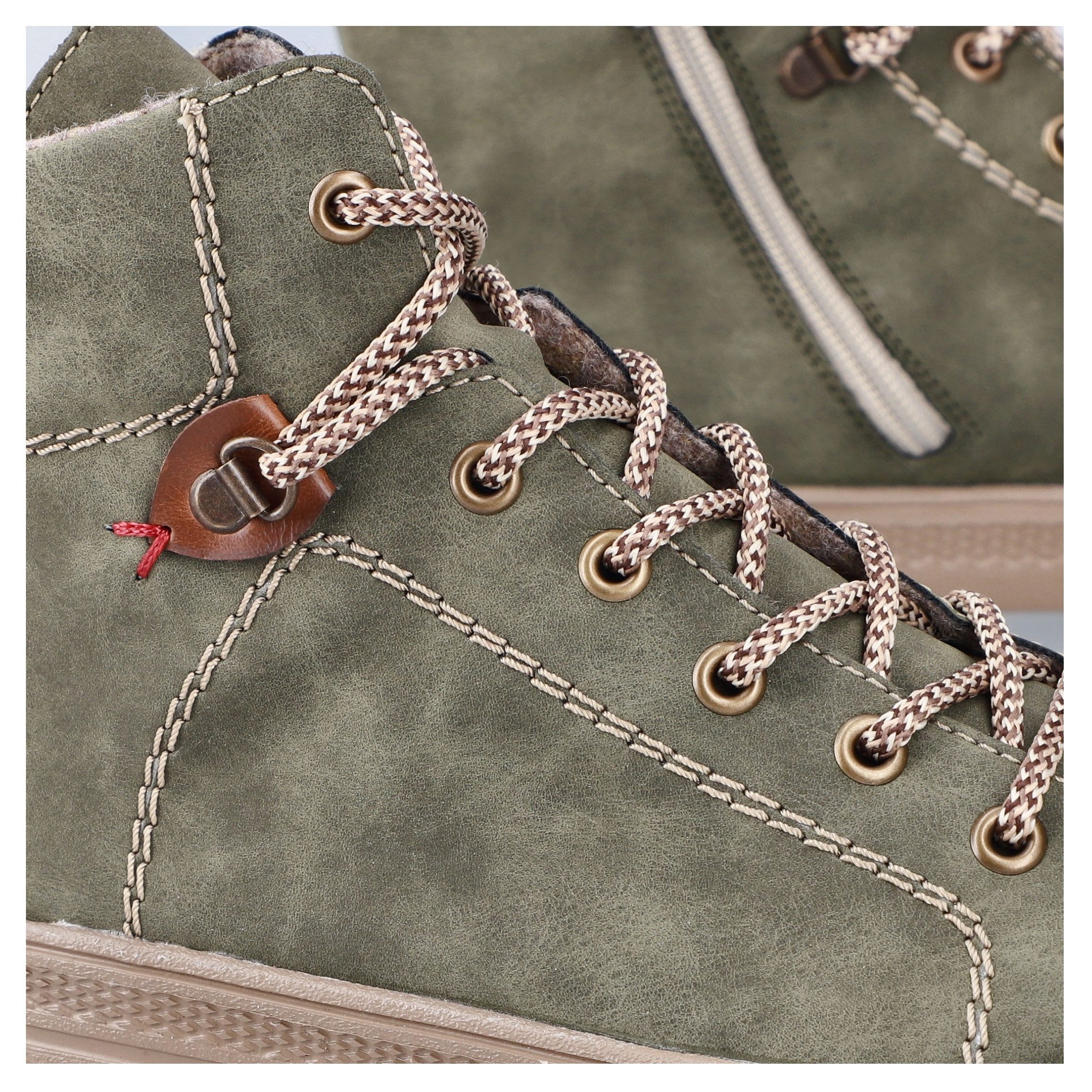Rieker Veterschoenen enkellaars, plateausool, contrastnaad, met binnenrits