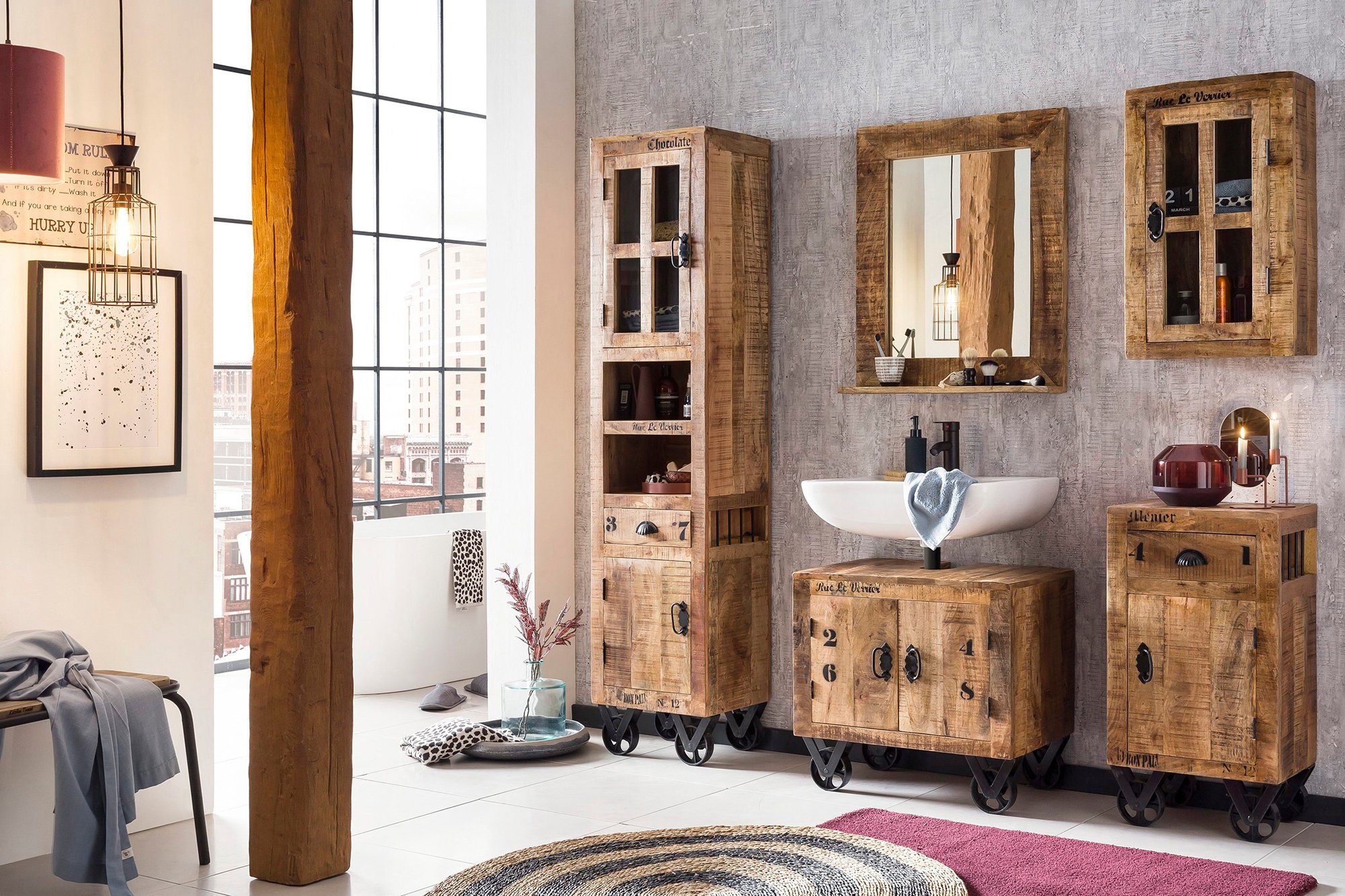SIT Hangend kastje met zwarte print in industriële stijl