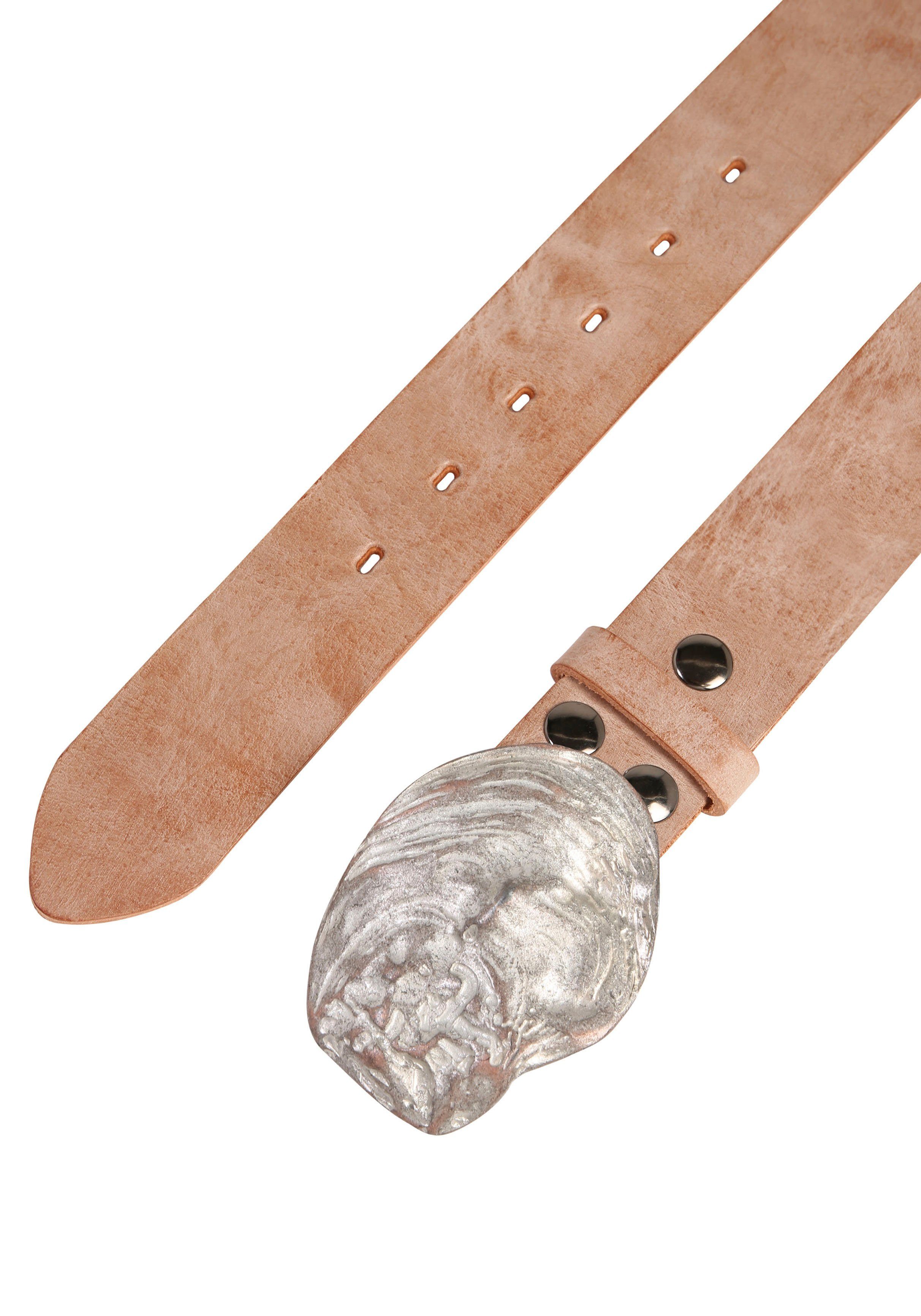 RETTUNGSRING by showroom 019° Leren riem met verwisselbare sluiting "oester schelp rosé"