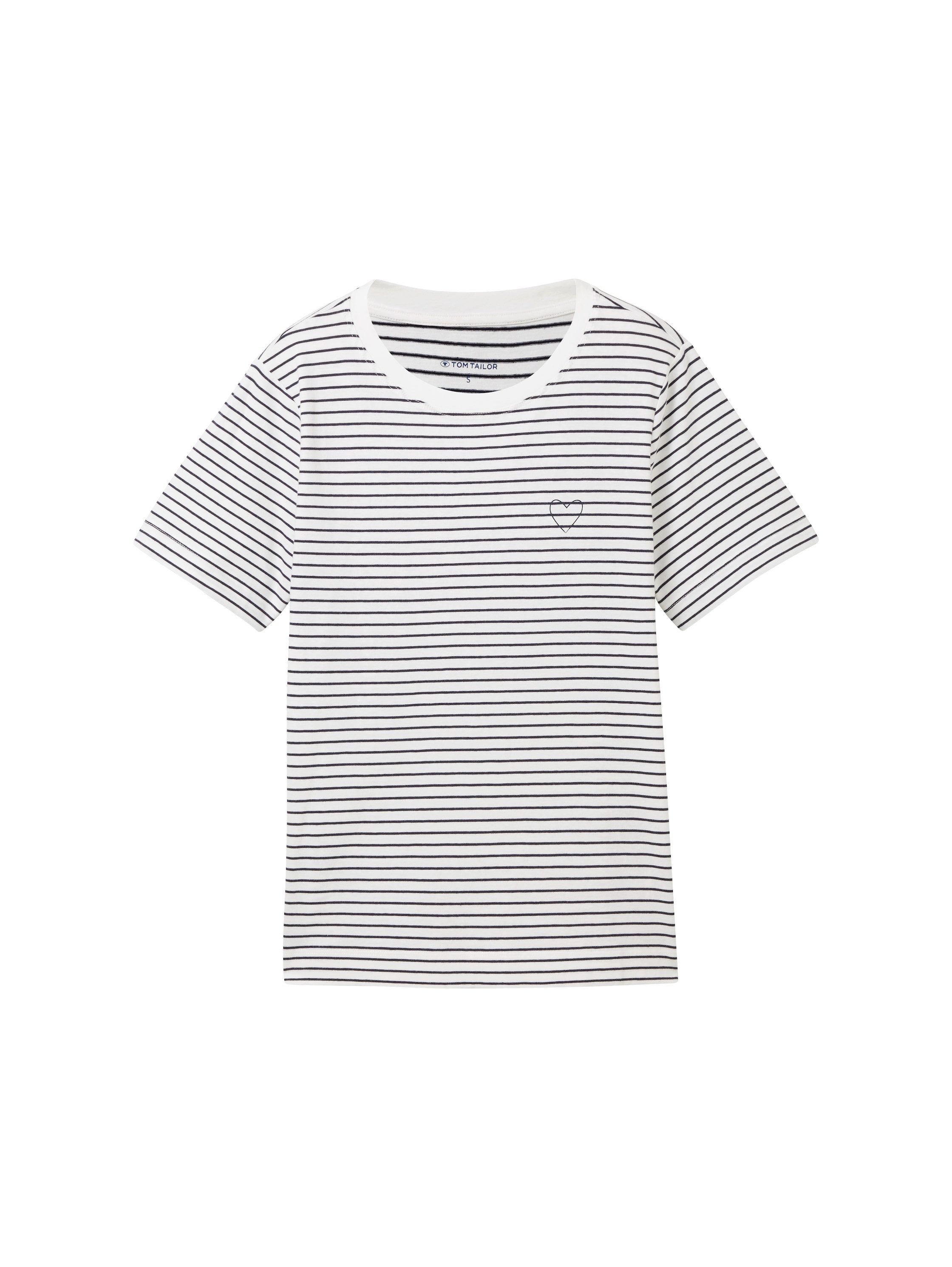 Tom Tailor Shirt met ronde hals met hartmotief als frontprint