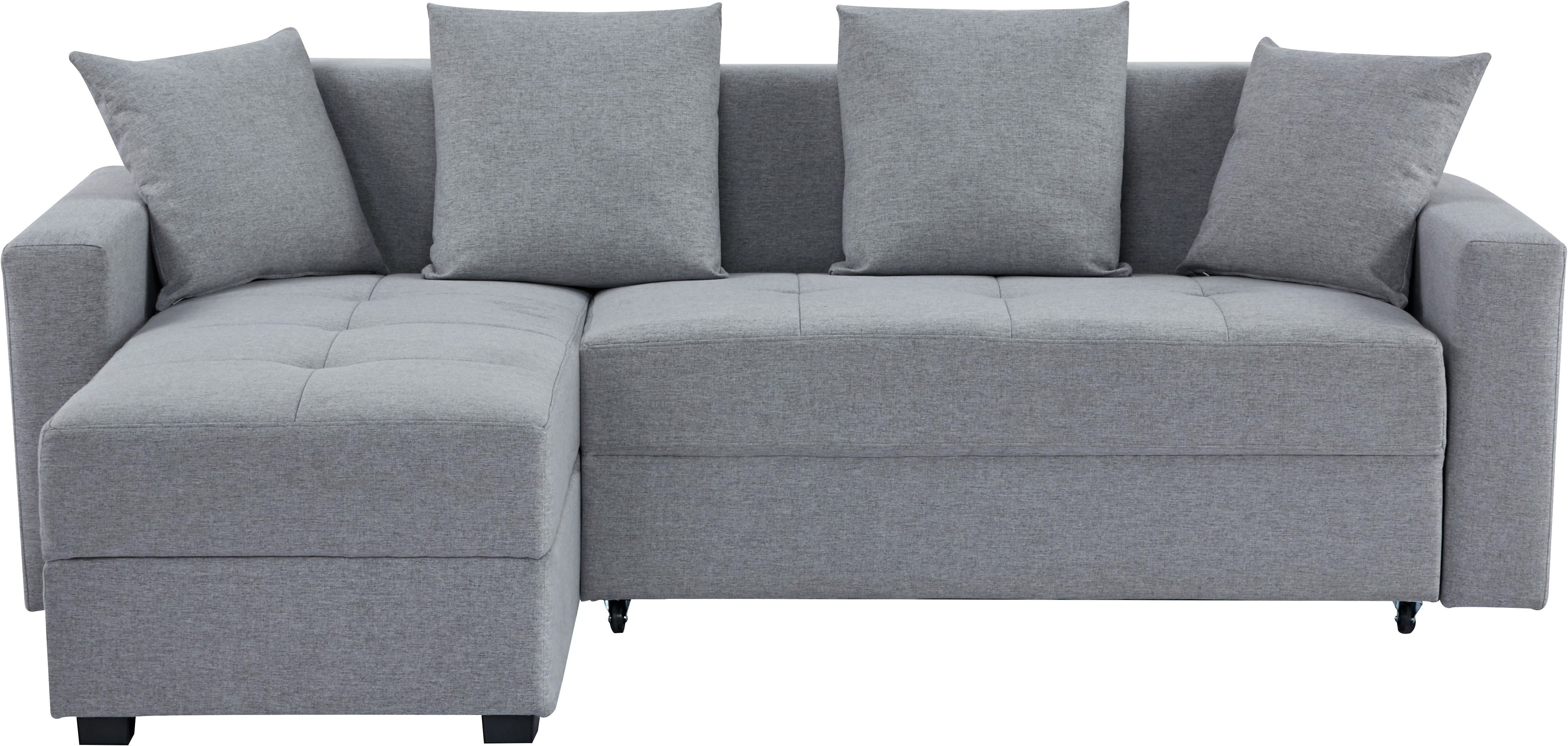 INOSIGN Hoekbank KILLAM, 217 cm, L-vorm, met slaapfunctie en bedlade Recamière rechts / links monteerbaar, in cord en geweven stof