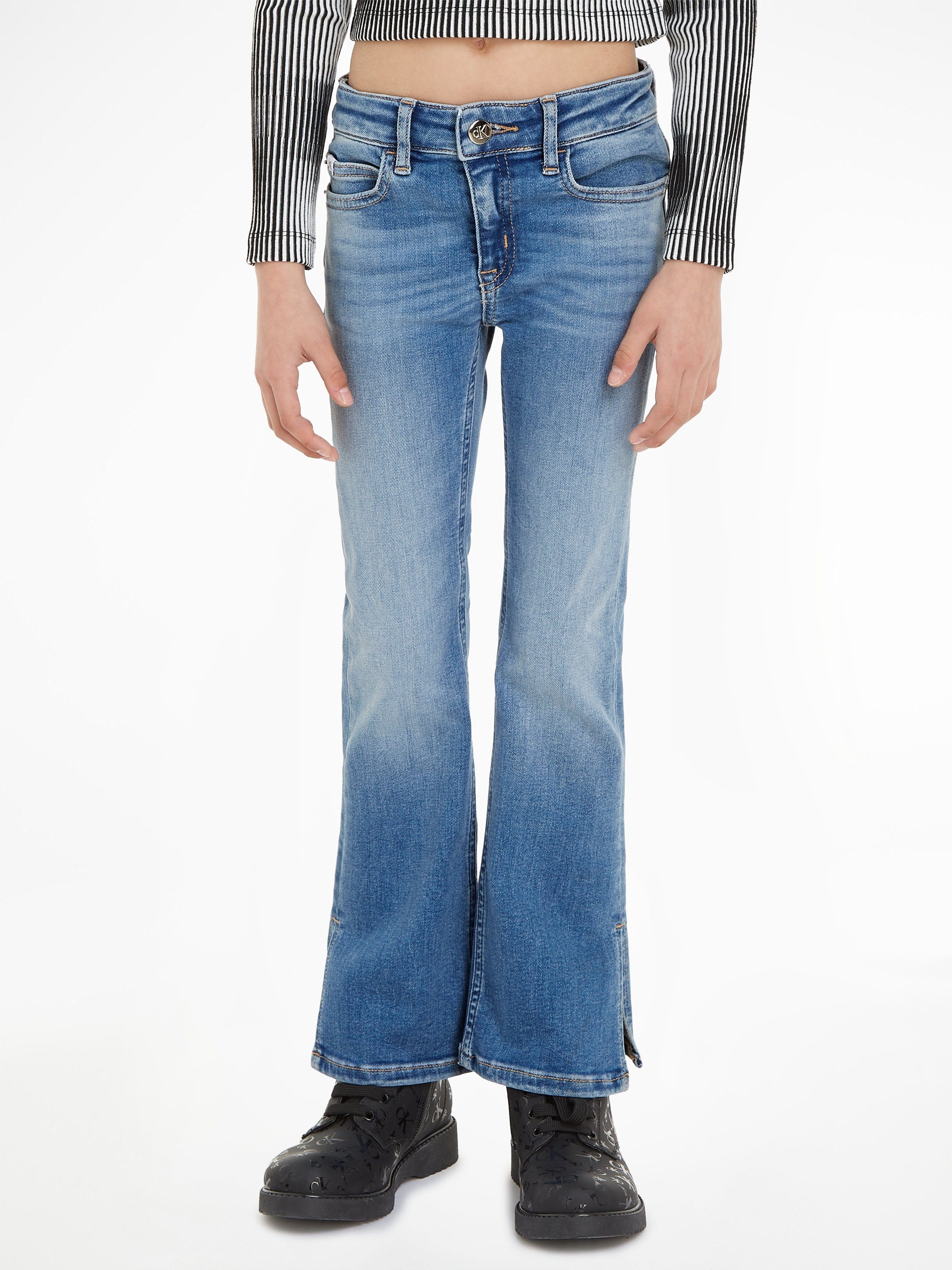 Calvin Klein Stretch Jeans Flare Mr Split Visual Mid Blue Online Bij Otto 1671