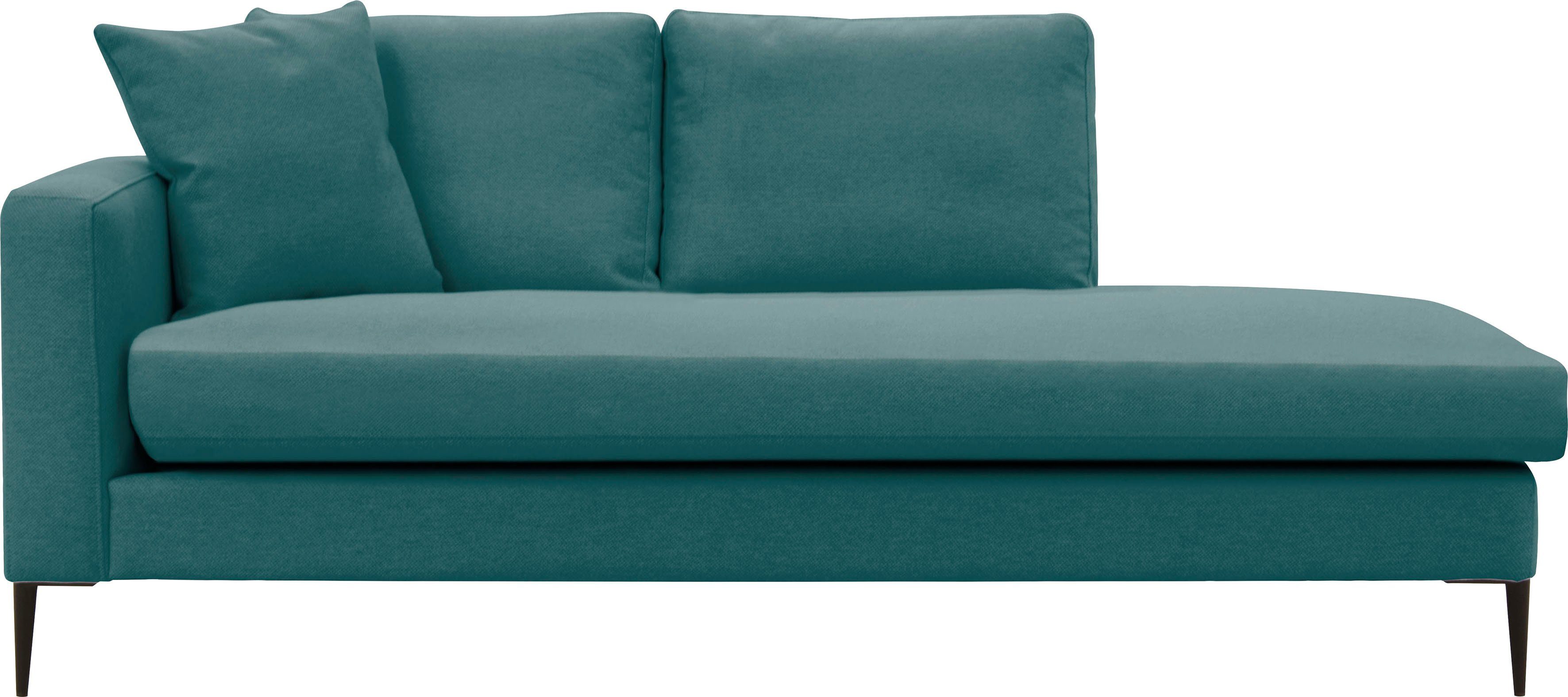 Leonique Récamier Cozy chaise longue, afmetingen B/D/H: 195/97/80 cm met los kussen en metalen poten, armleuning naar keuze links of rechts